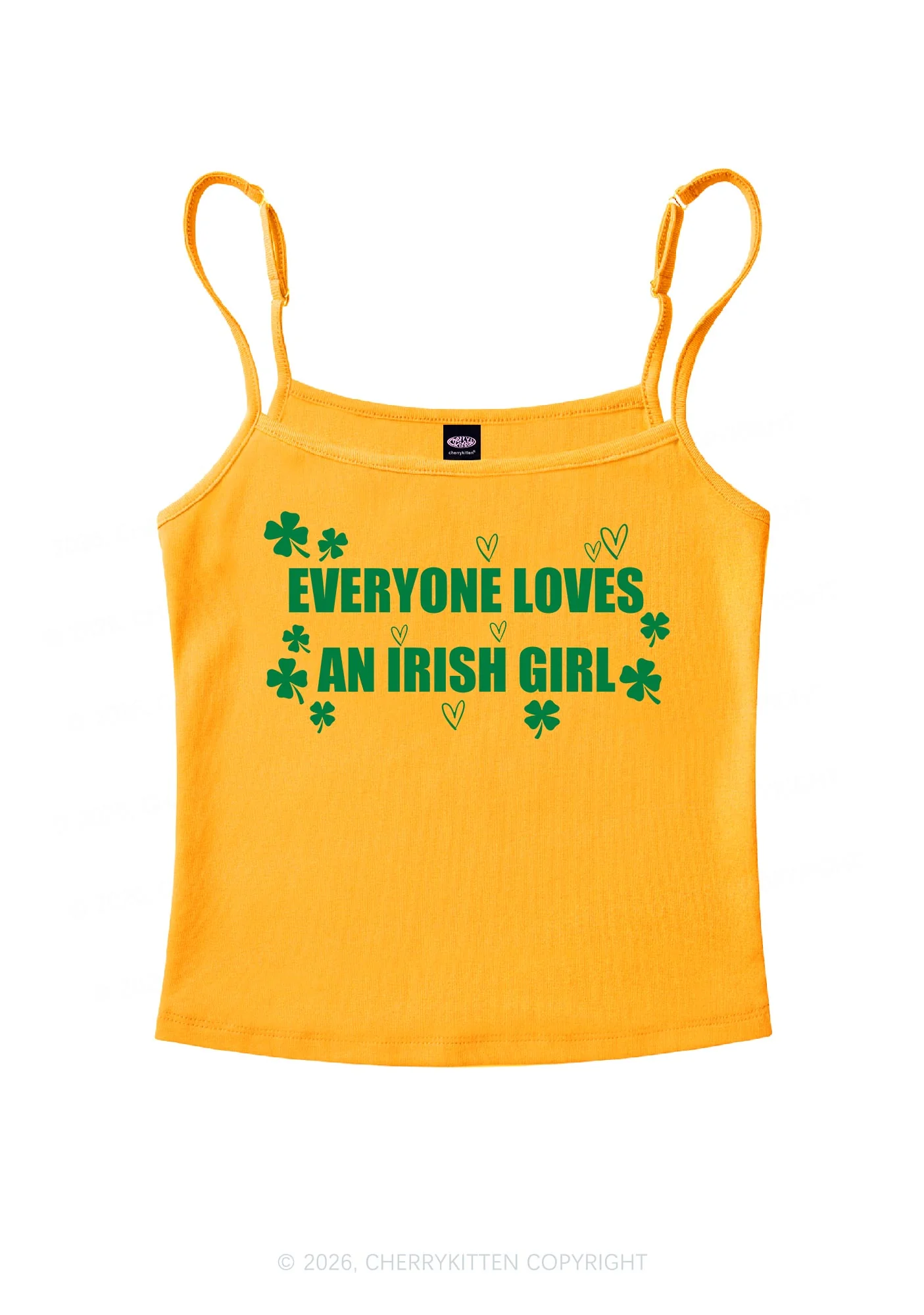 Everyone Loves Irish Girl St Patricks Y2K Spaghetti Strap Cami Cherrykitten - Image 7