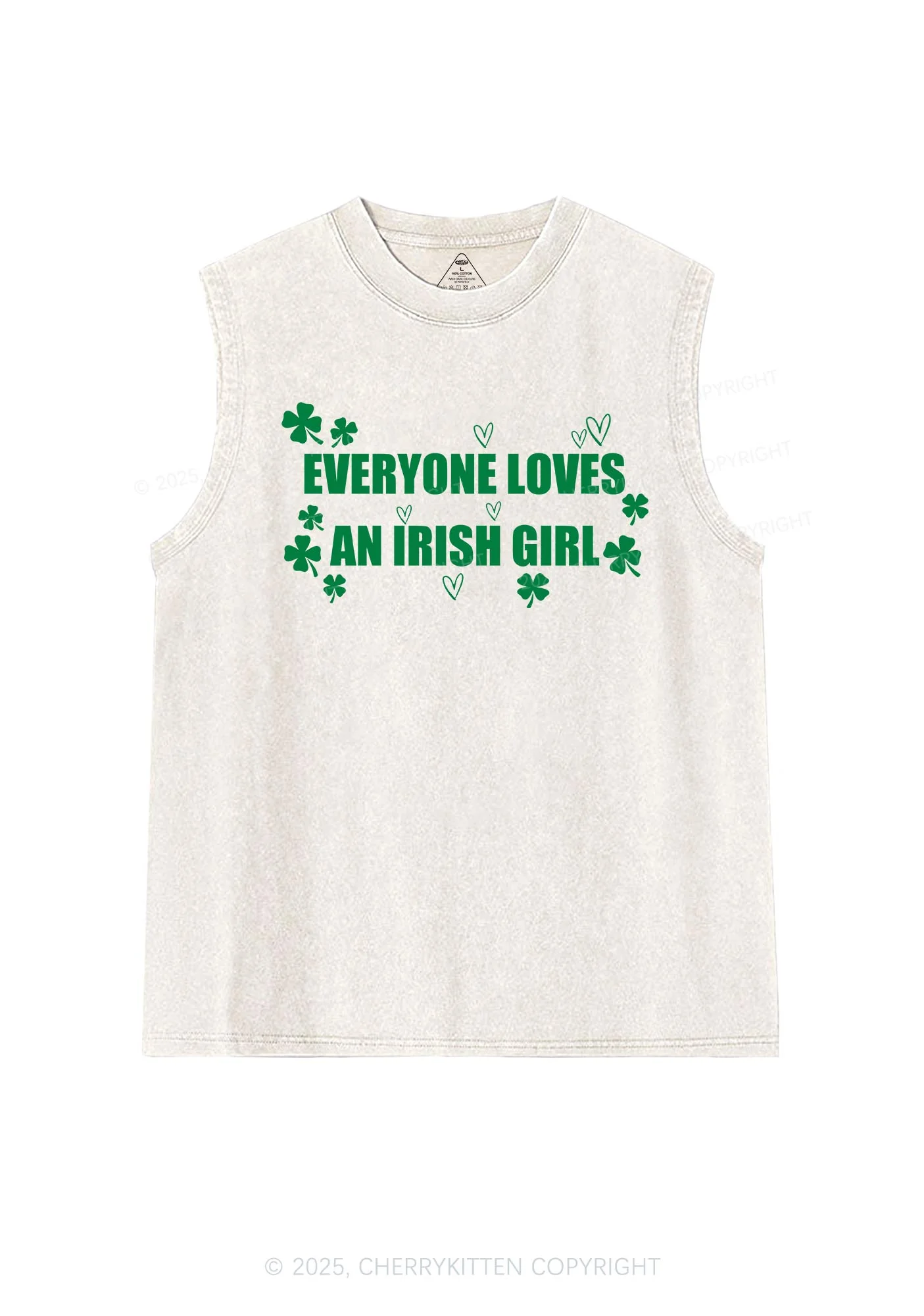 Everyone Loves Irish Girl St Patricks Y2K Washed Tank Cherrykitten - Image 3