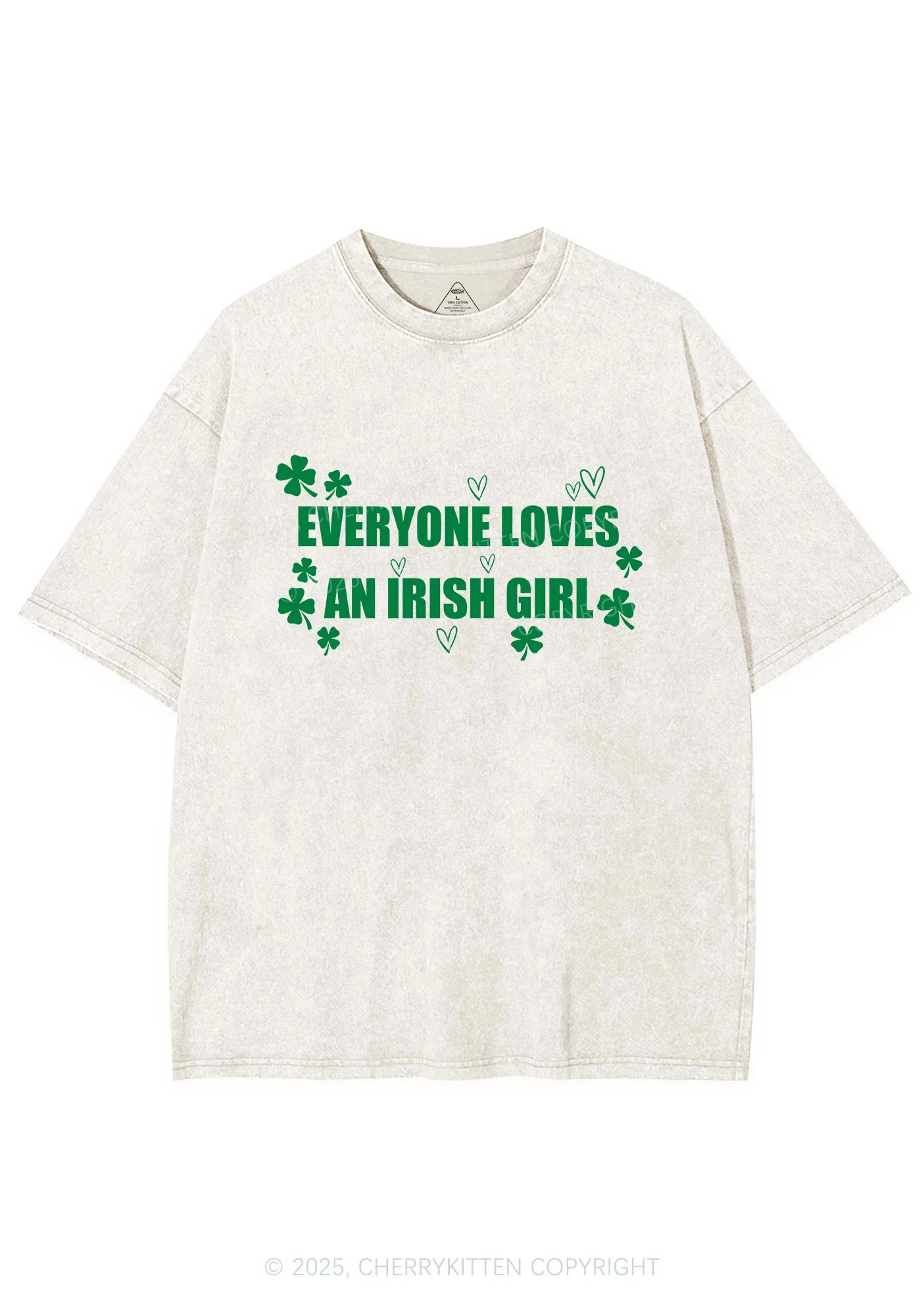 Everyone Loves Irish Girl St Patricks Y2K Washed Tee Cherrykitten - Image 4
