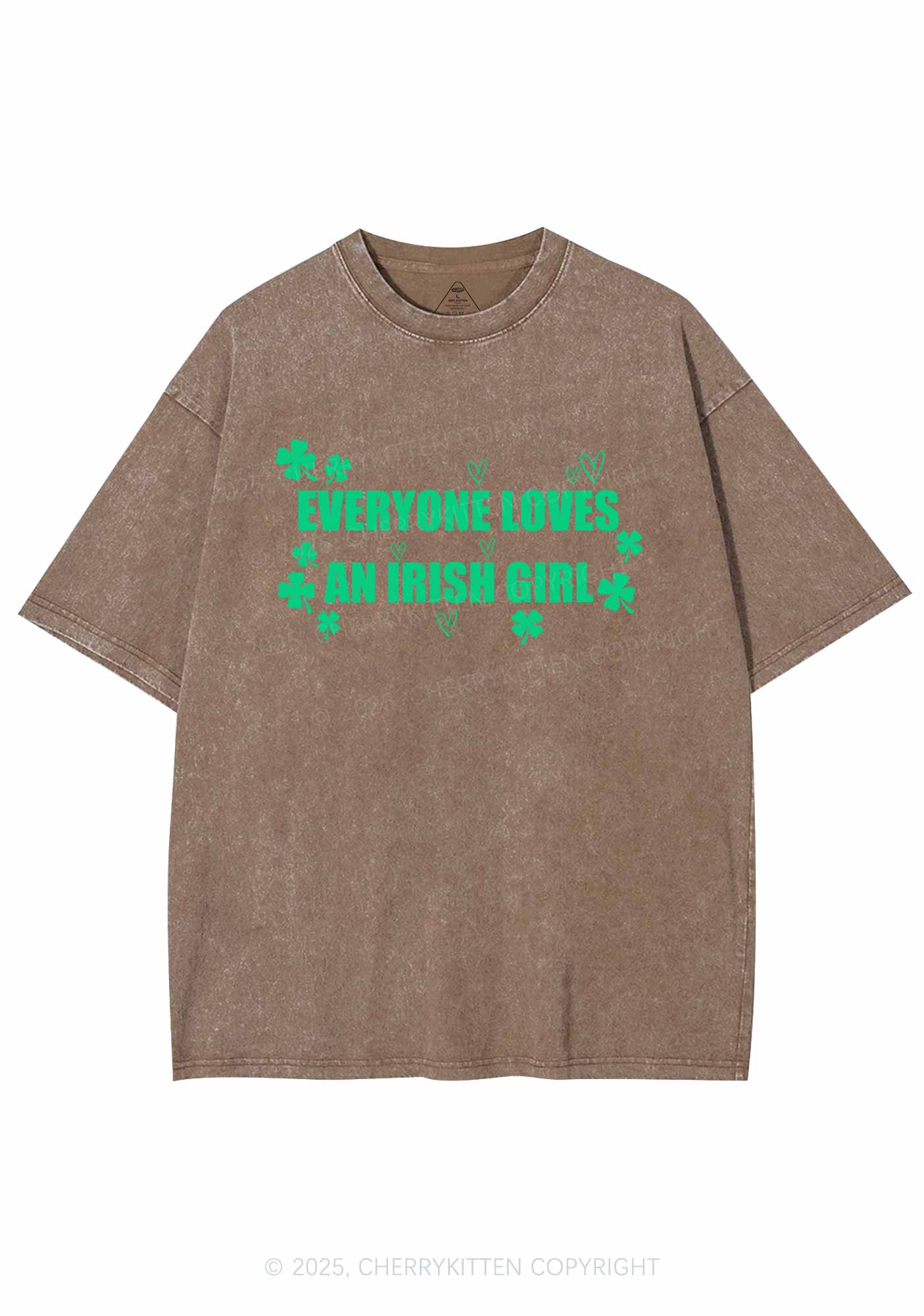 Everyone Loves Irish Girl St Patricks Y2K Washed Tee Cherrykitten - Image 7
