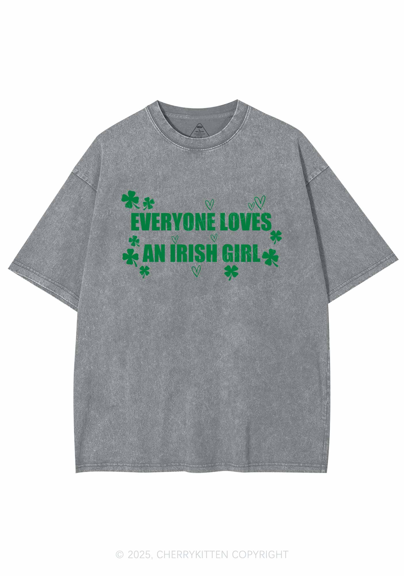 Everyone Loves Irish Girl St Patricks Y2K Washed Tee Cherrykitten - Image 8