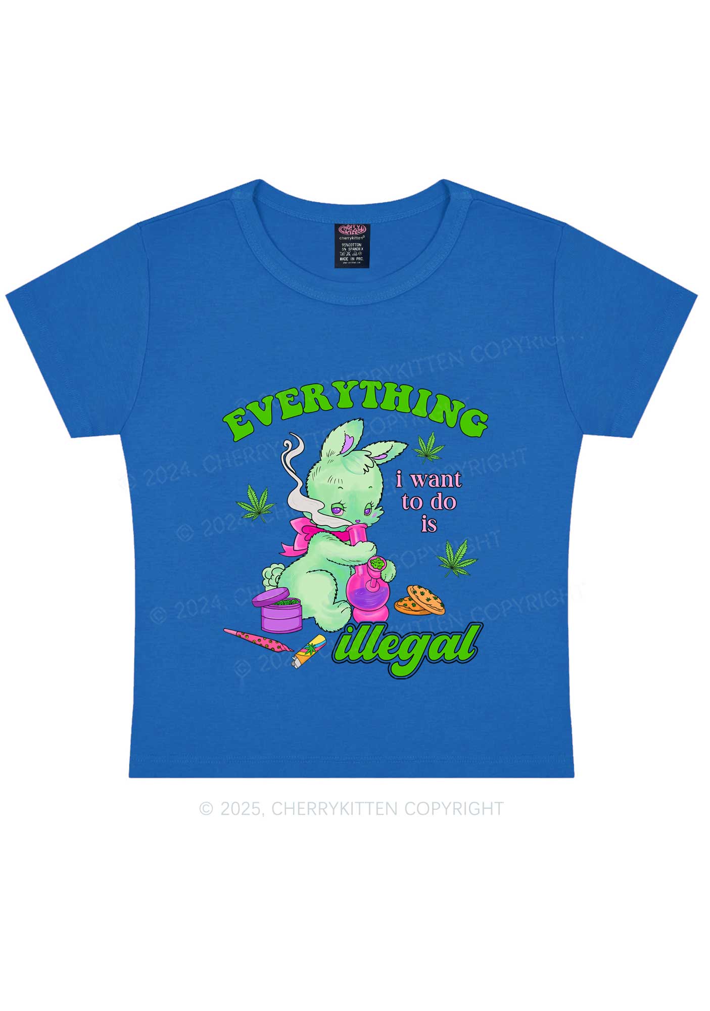 Everything Is Illegal Bunny Y2K Baby Tee Cherrykitten - Image 8