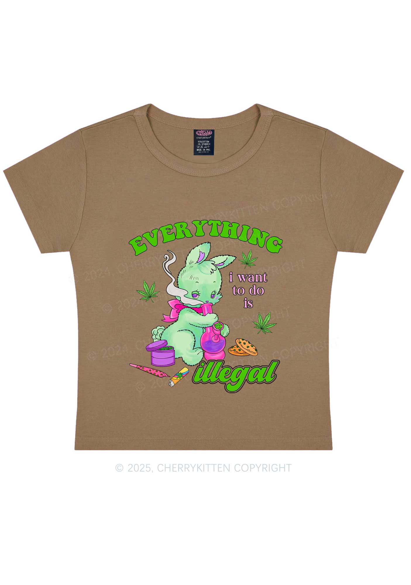 Everything Is Illegal Bunny Y2K Baby Tee Cherrykitten - Image 9