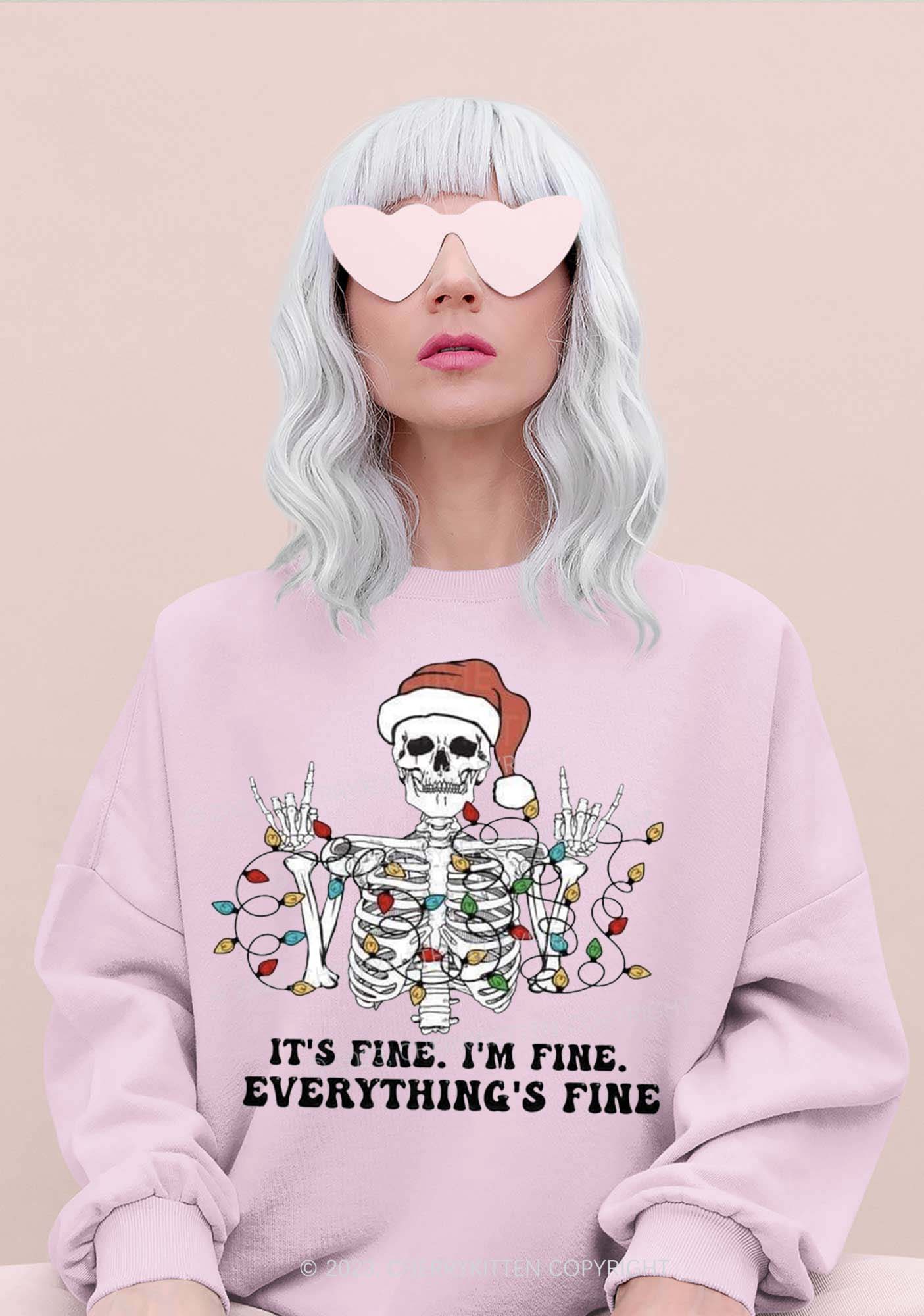 Everything's Fine Christmas Y2K Sweatshirt Cherrykitten - Image 2