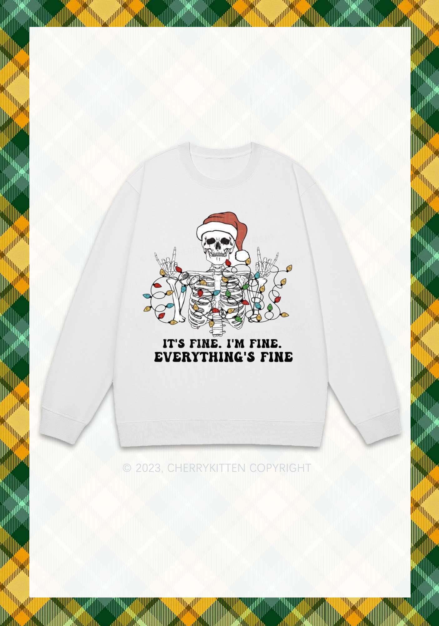 Everything's Fine Christmas Y2K Sweatshirt Cherrykitten - Image 3