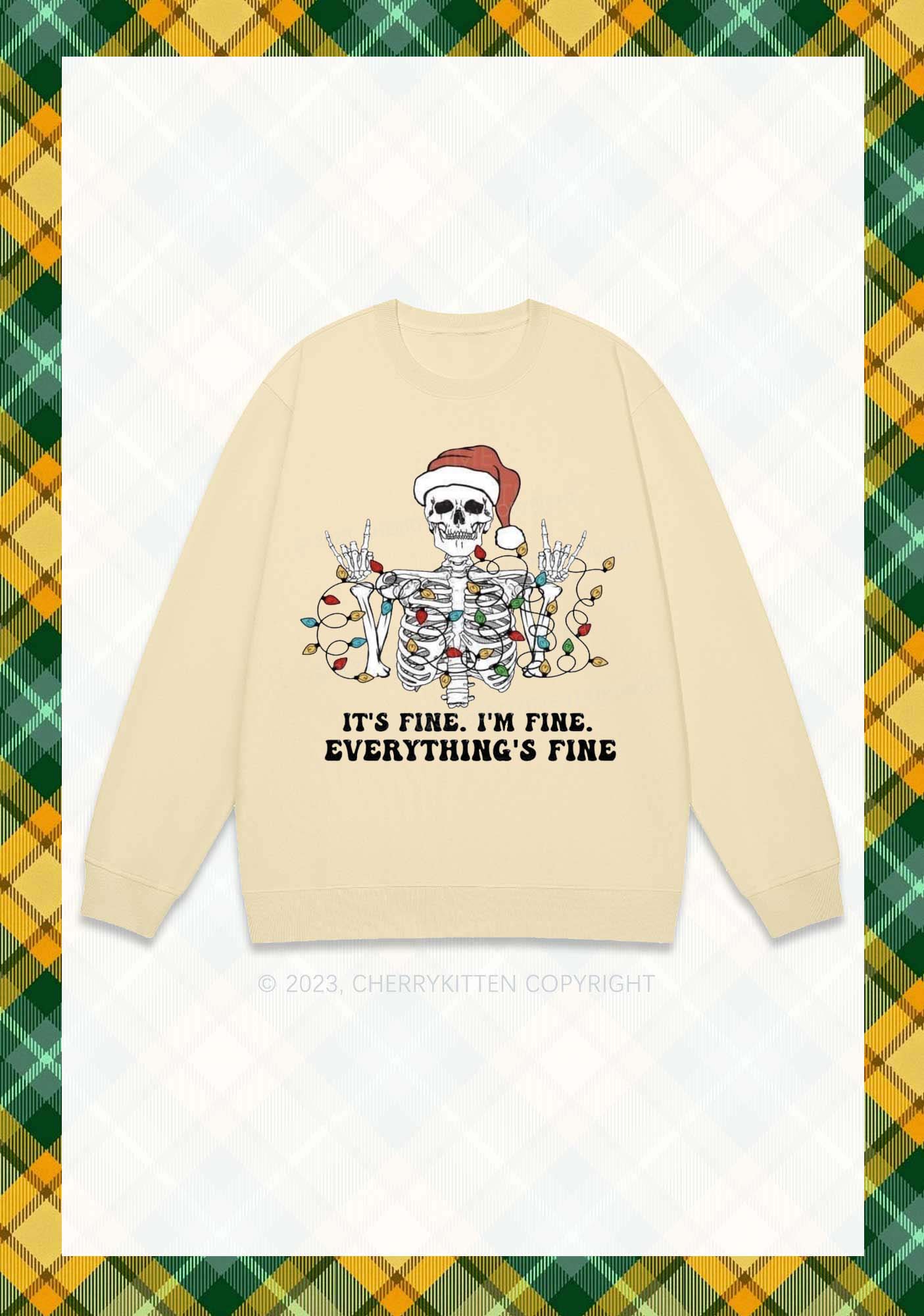 Everything's Fine Christmas Y2K Sweatshirt Cherrykitten - Image 4