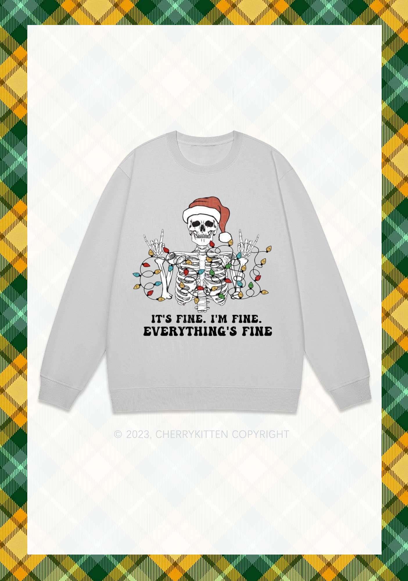 Everything's Fine Christmas Y2K Sweatshirt Cherrykitten - Image 5