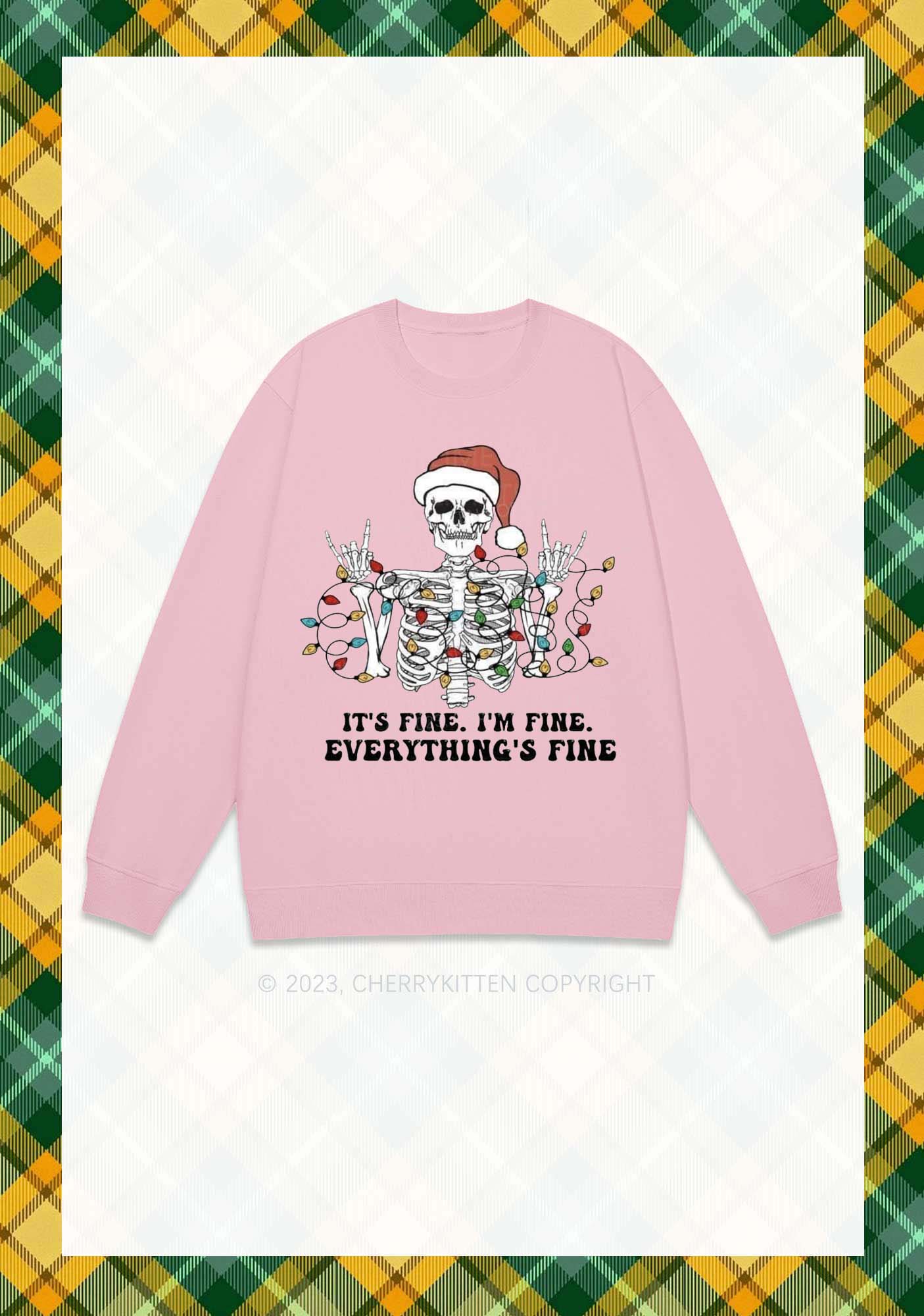 Everything's Fine Christmas Y2K Sweatshirt Cherrykitten - Image 6