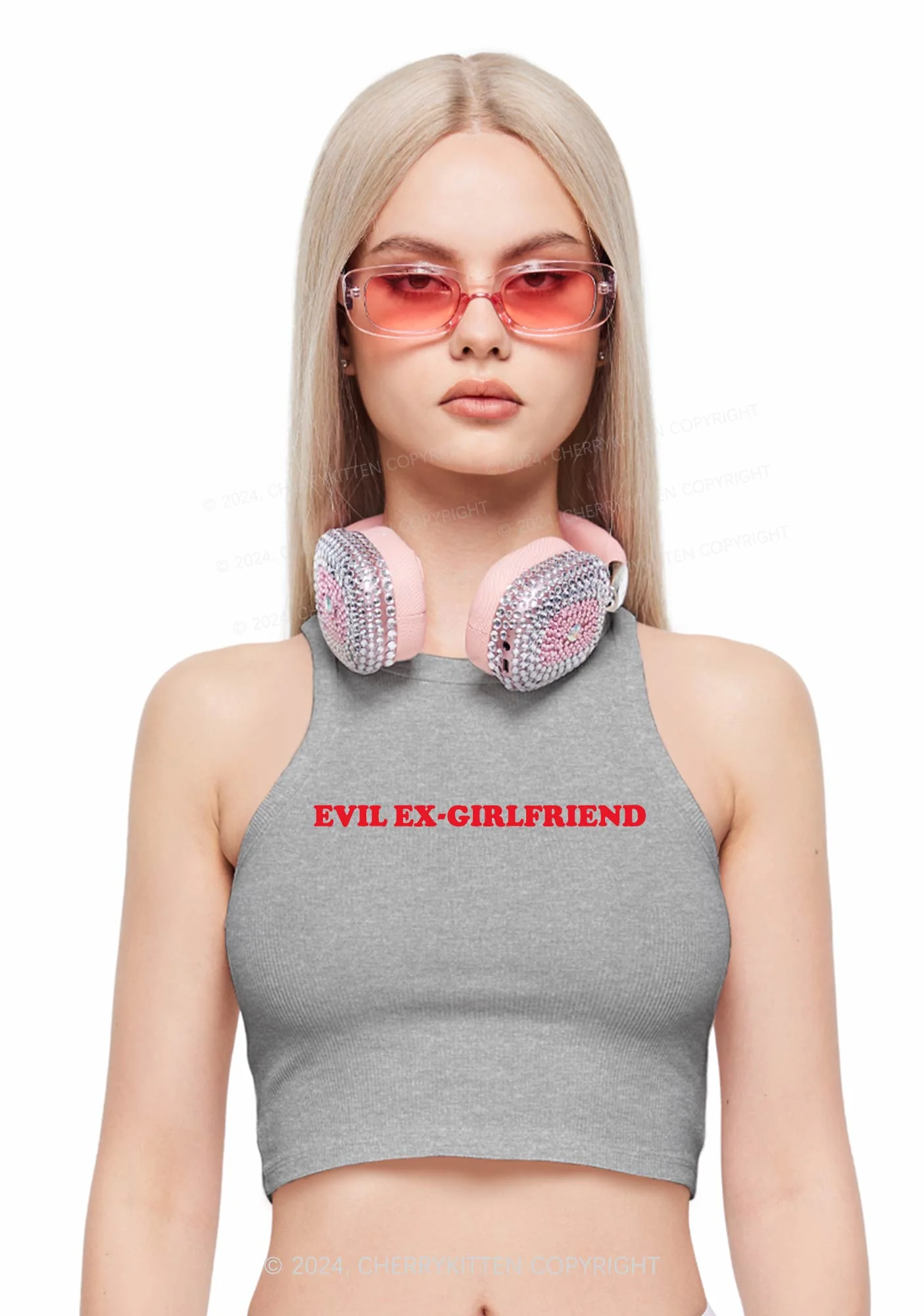 Evil Ex Girlfriend Y2K Crop Tank Top Cherrykitten - Image 2