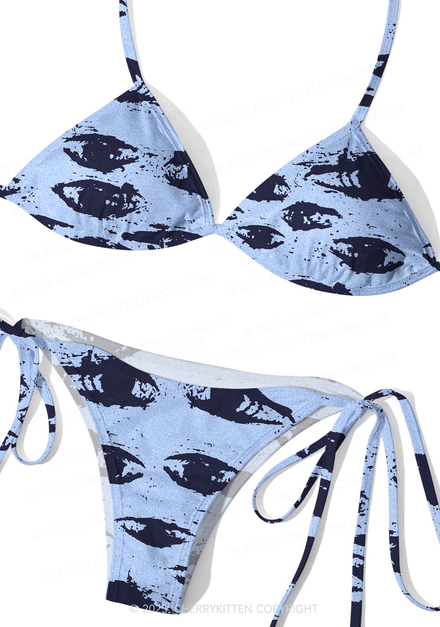 Eyes In The Blue Y2K Print Bikini Set Cherrykitten - Image 3