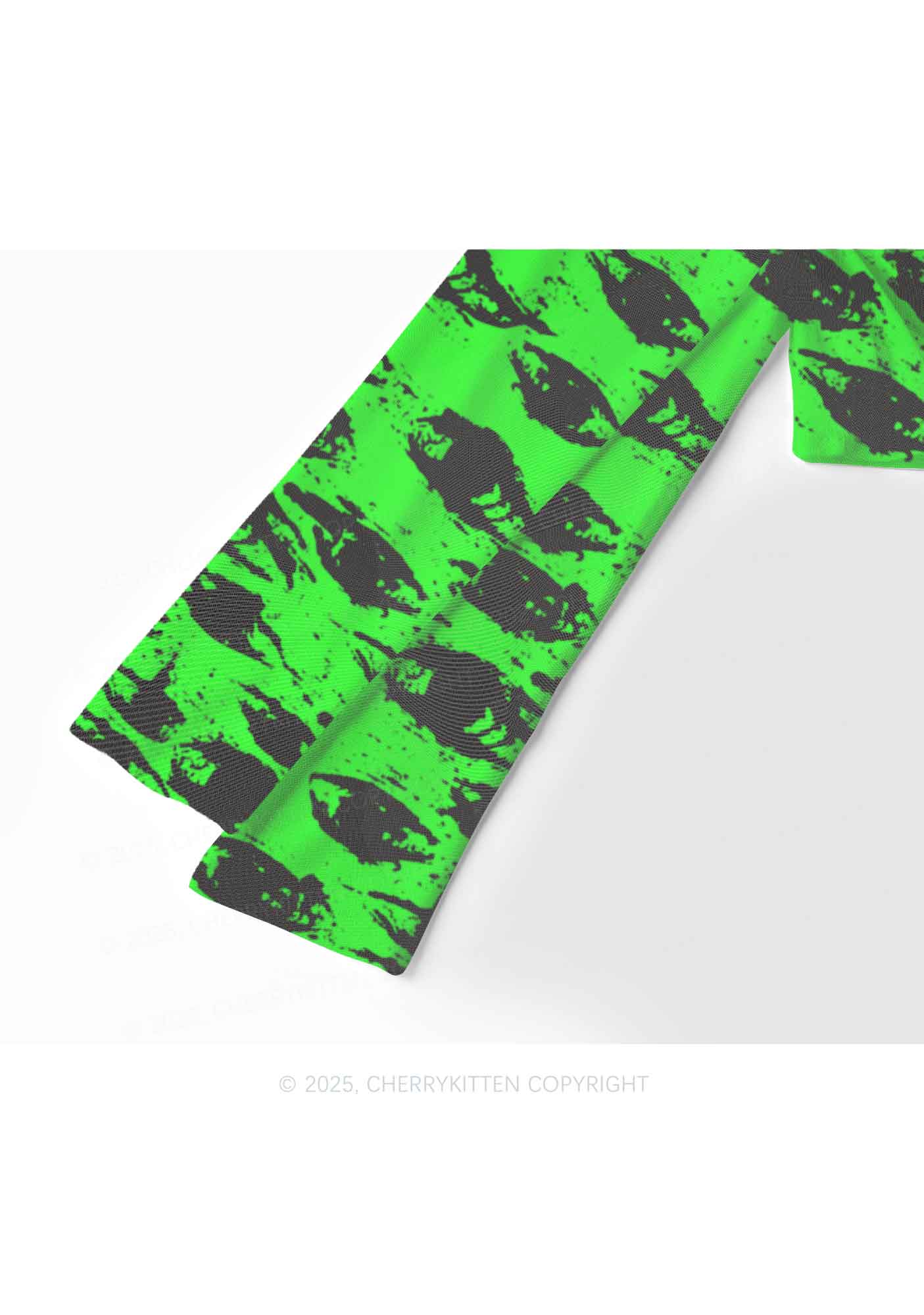 Eyes On Bright Green Y2K Mesh Long Sleeve Crop Top Cherrykitten - Image 4