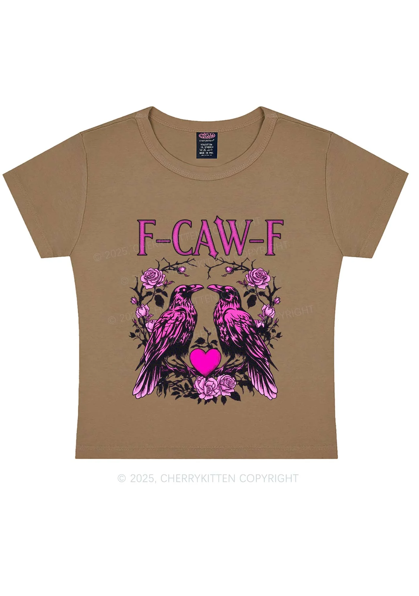 F CAW F Pink Ravens Valentine's Day Y2K Baby Tee Cherrykitten - Image 11
