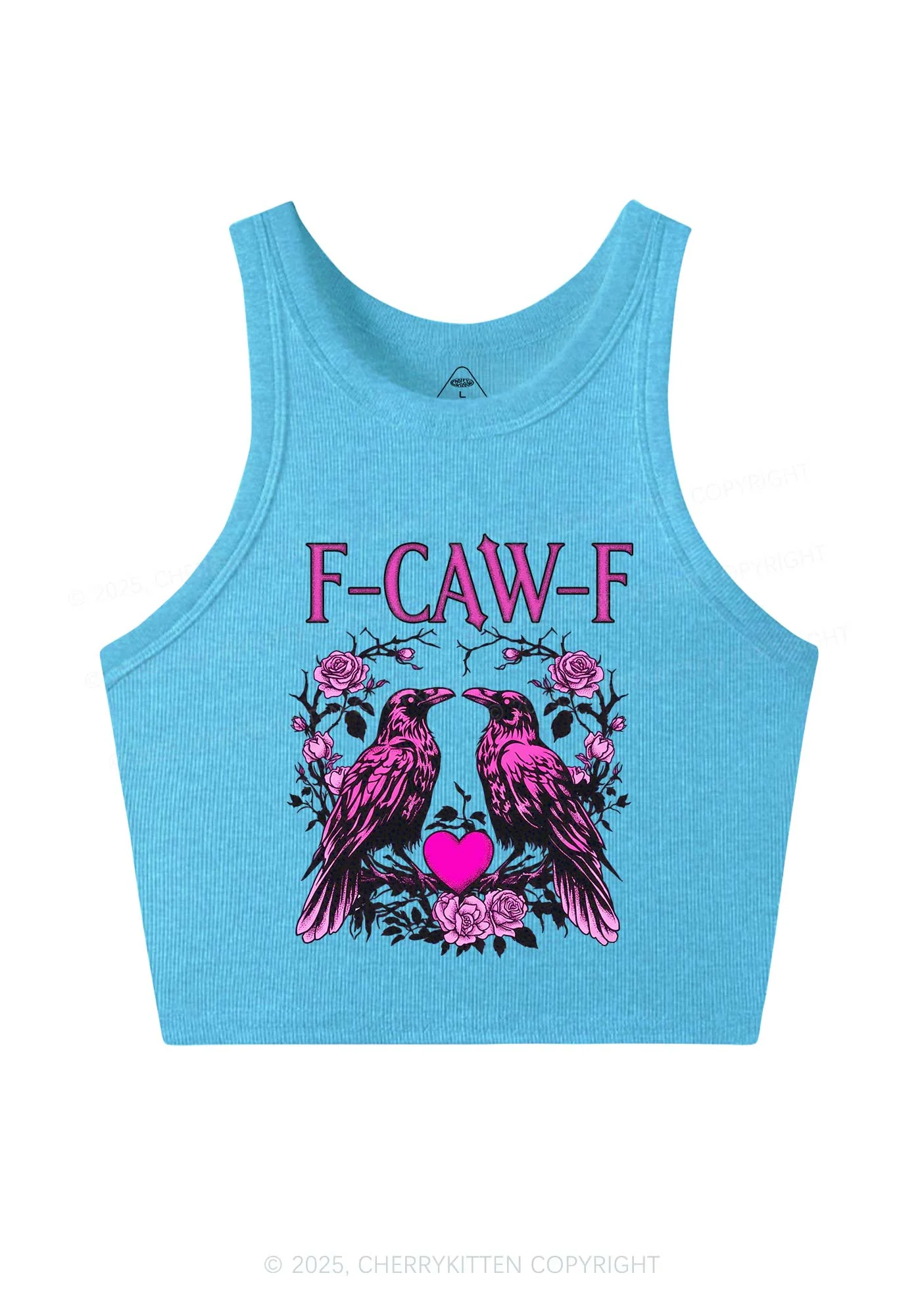 F CAW F Pink Ravens Valentine's Day Y2K Crop Tank Top Cherrykitten - Image 4