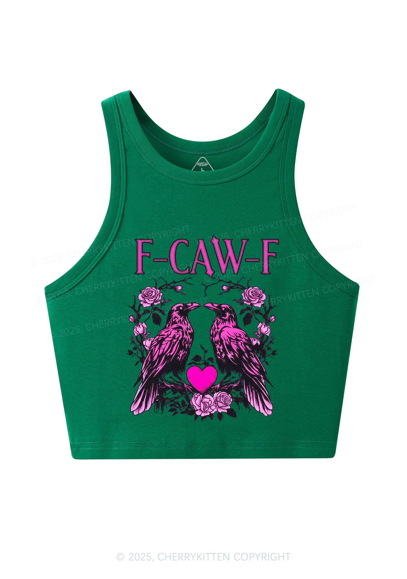 F CAW F Pink Ravens Valentine's Day Y2K Crop Tank Top Cherrykitten - Image 6
