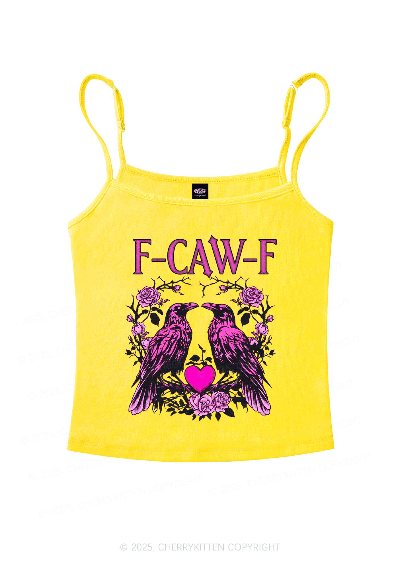 F CAW F Pink Ravens Valentine's Day Y2K Spaghetti Strap Cami Cherrykitten - Image 3
