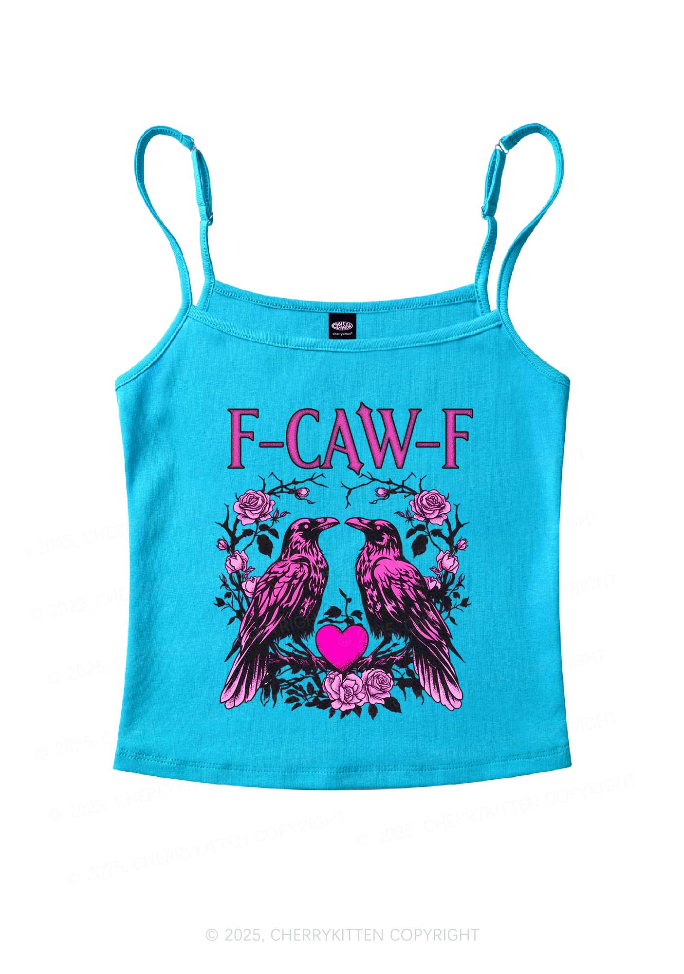F CAW F Pink Ravens Valentine's Day Y2K Spaghetti Strap Cami Cherrykitten - Image 5