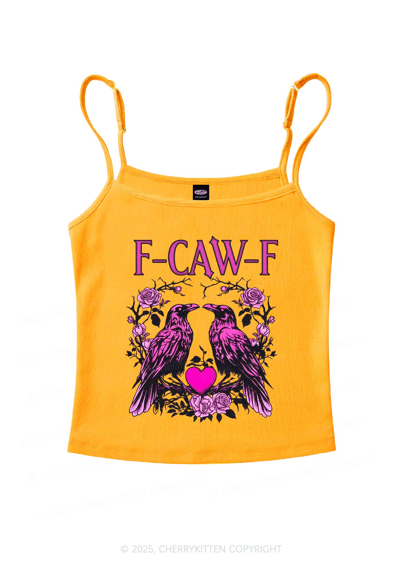 F CAW F Pink Ravens Valentine's Day Y2K Spaghetti Strap Cami Cherrykitten - Image 6