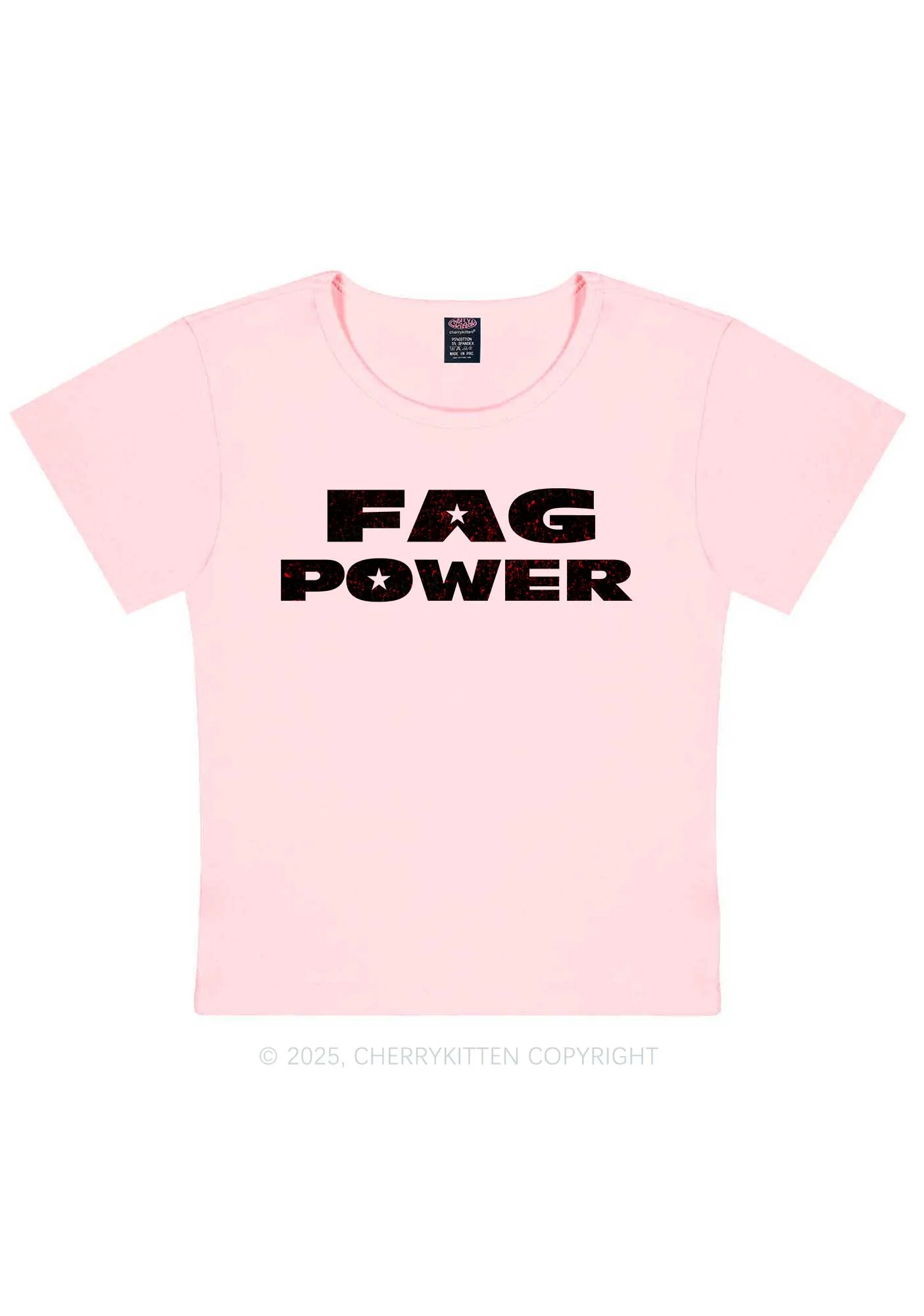 Fag Power Pride Y2K Baby Tee Cherrykitten - Image 12
