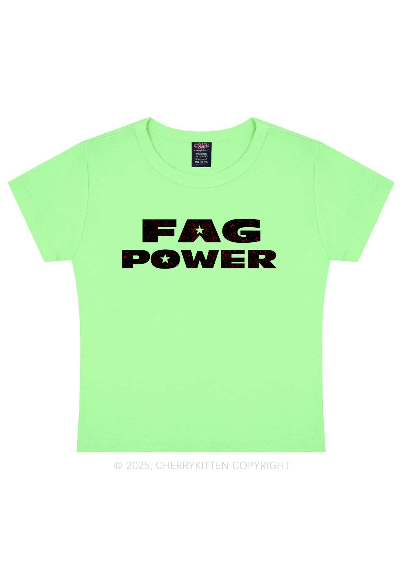 Fag Power Pride Y2K Baby Tee Cherrykitten - Image 13