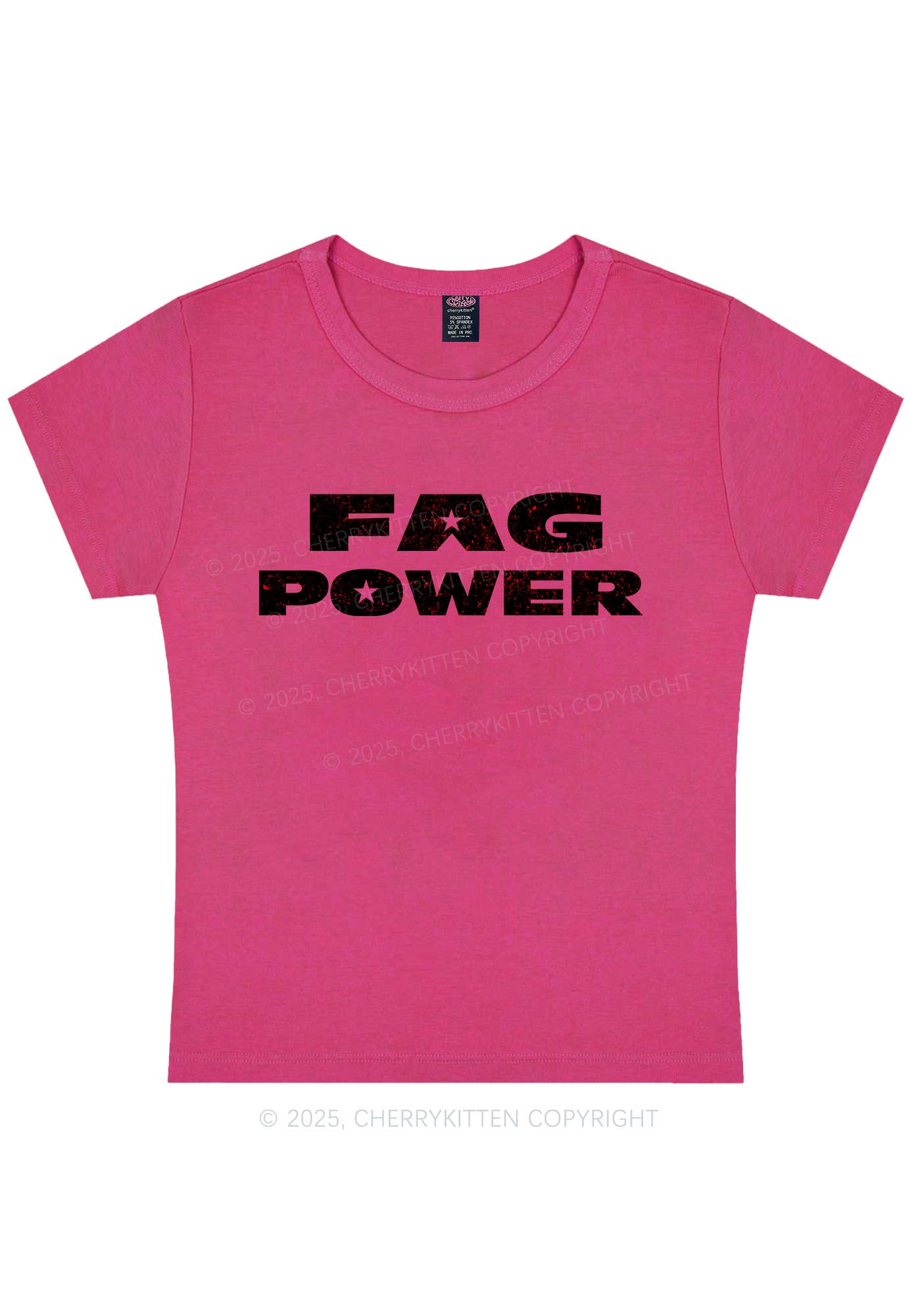 Fag Power Pride Y2K Baby Tee Cherrykitten - Image 7