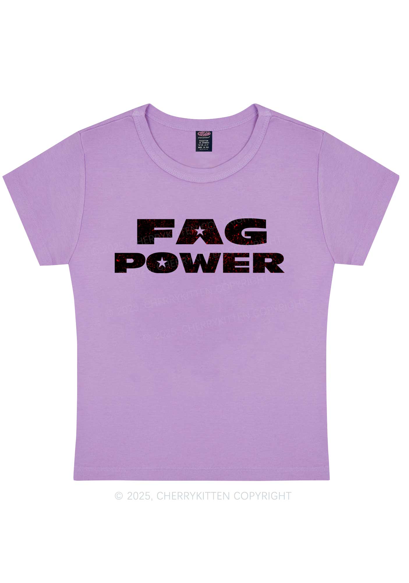 Fag Power Pride Y2K Baby Tee Cherrykitten - Image 8