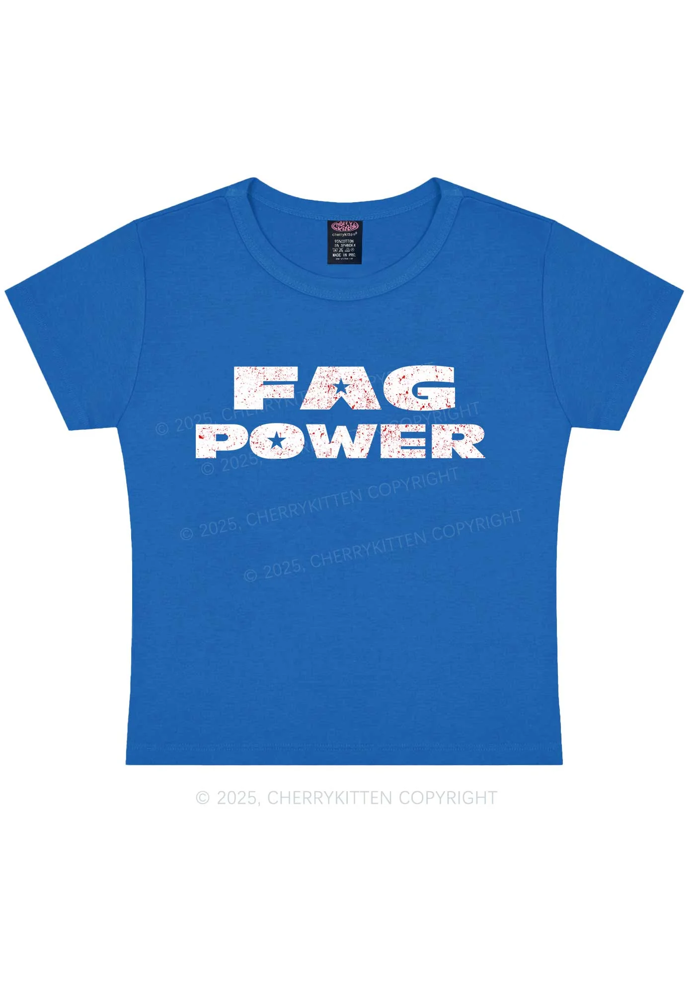 Fag Power Pride Y2K Baby Tee Cherrykitten - Image 9