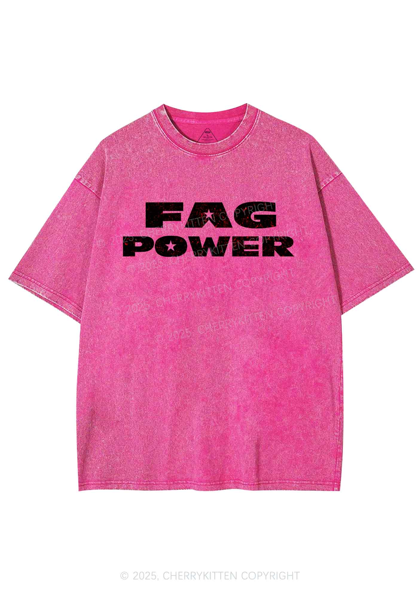Fag Power Pride Y2K Shirts Washed Tee Cherrykitten - Image 3