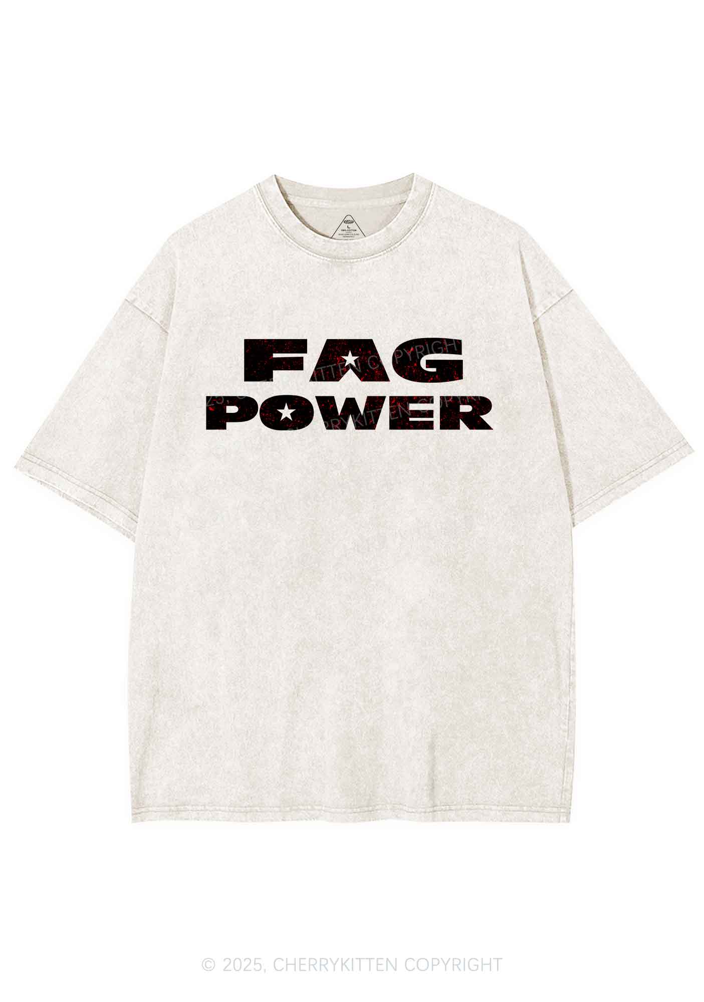 Fag Power Pride Y2K Shirts Washed Tee Cherrykitten - Image 5