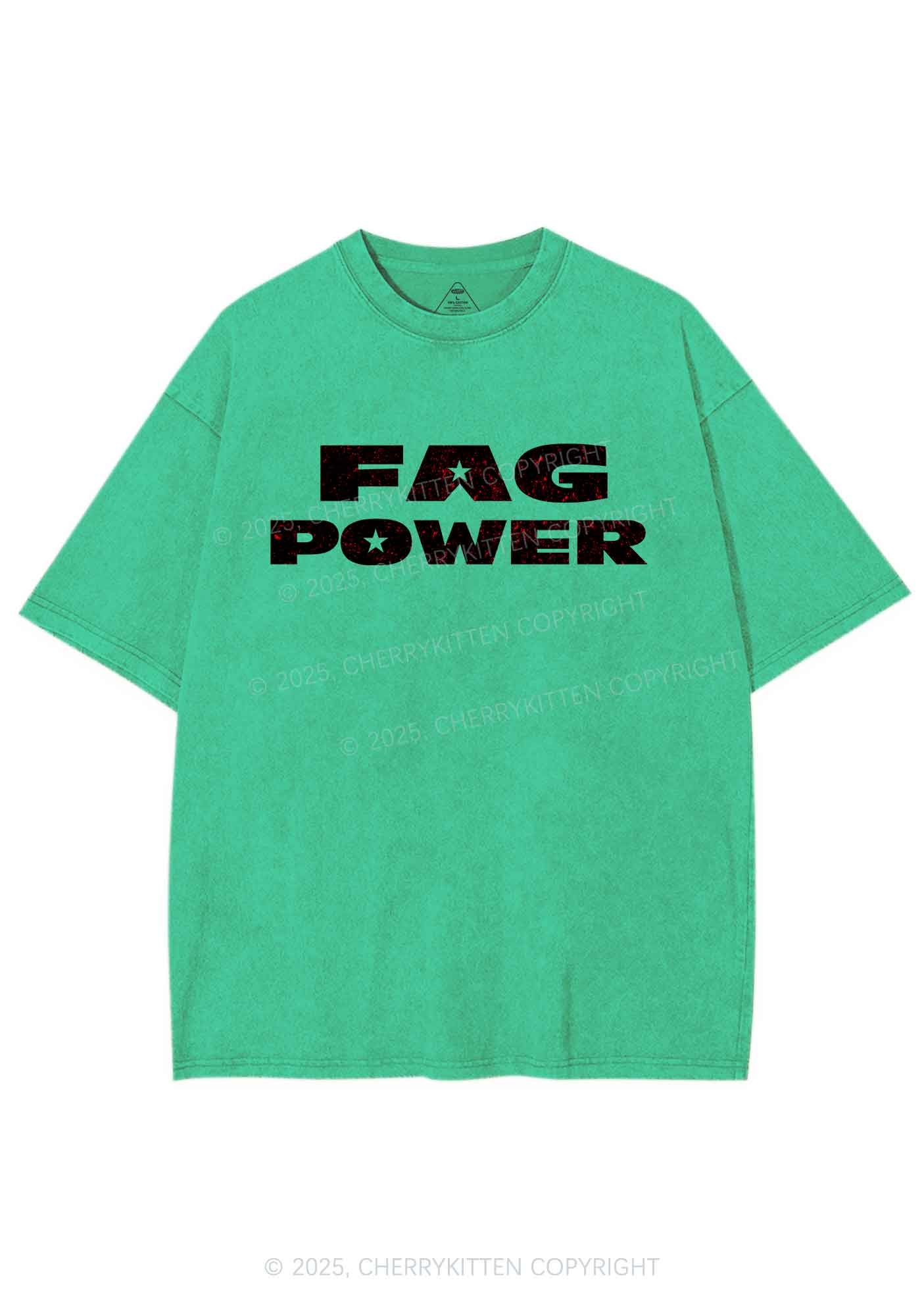 Fag Power Pride Y2K Shirts Washed Tee Cherrykitten - Image 6