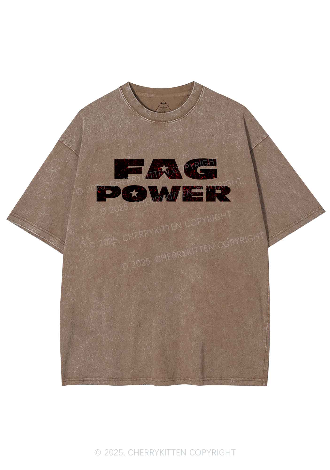 Fag Power Pride Y2K Shirts Washed Tee Cherrykitten - Image 7
