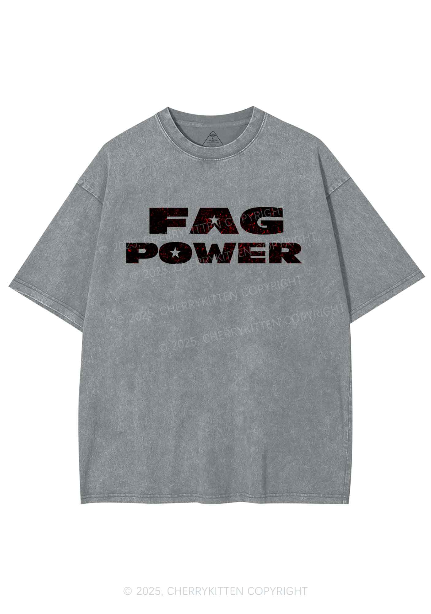 Fag Power Pride Y2K Shirts Washed Tee Cherrykitten - Image 8