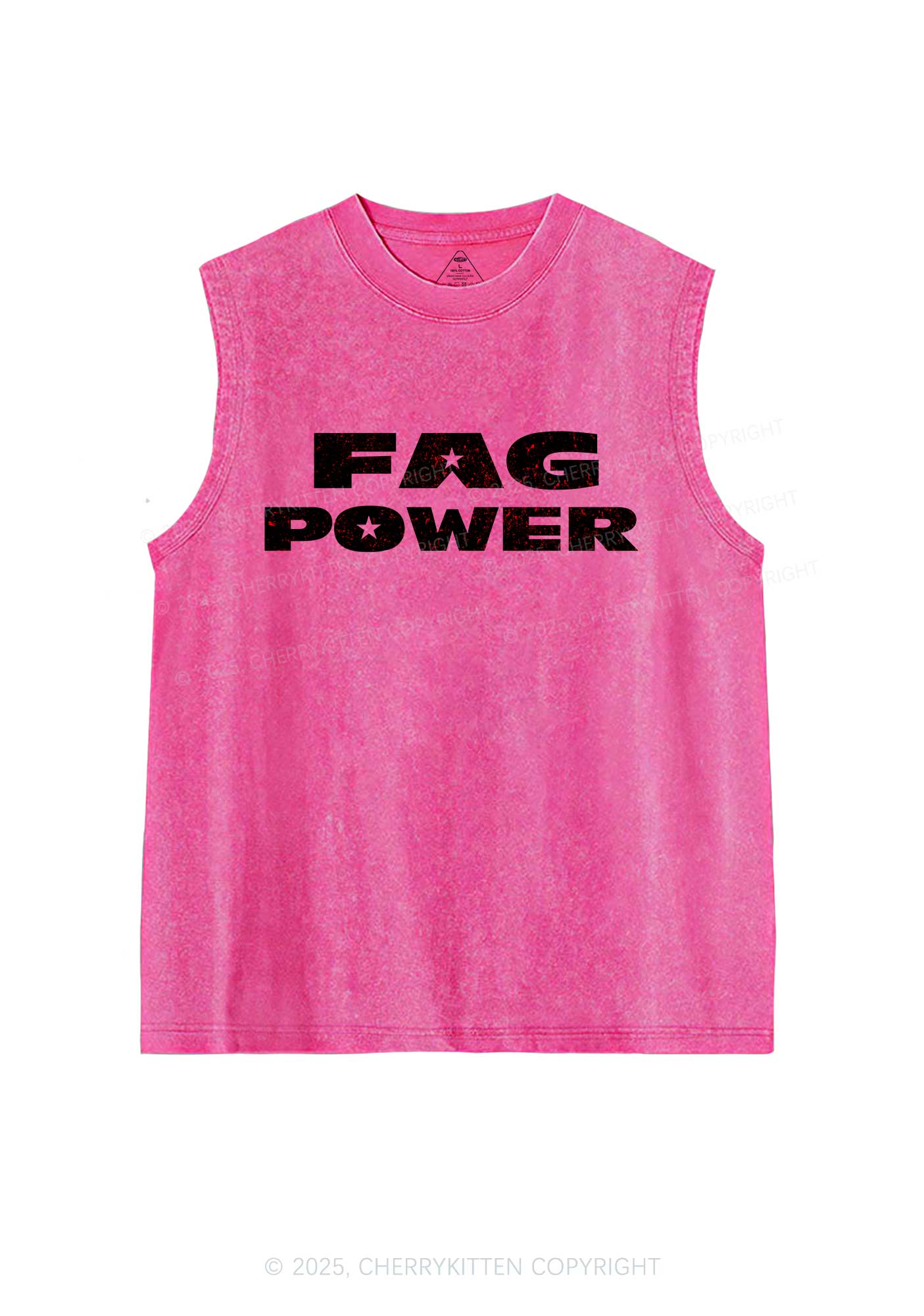 Fag Power Pride Y2K Washed Muscle Tank Cherrykitten - Image 3