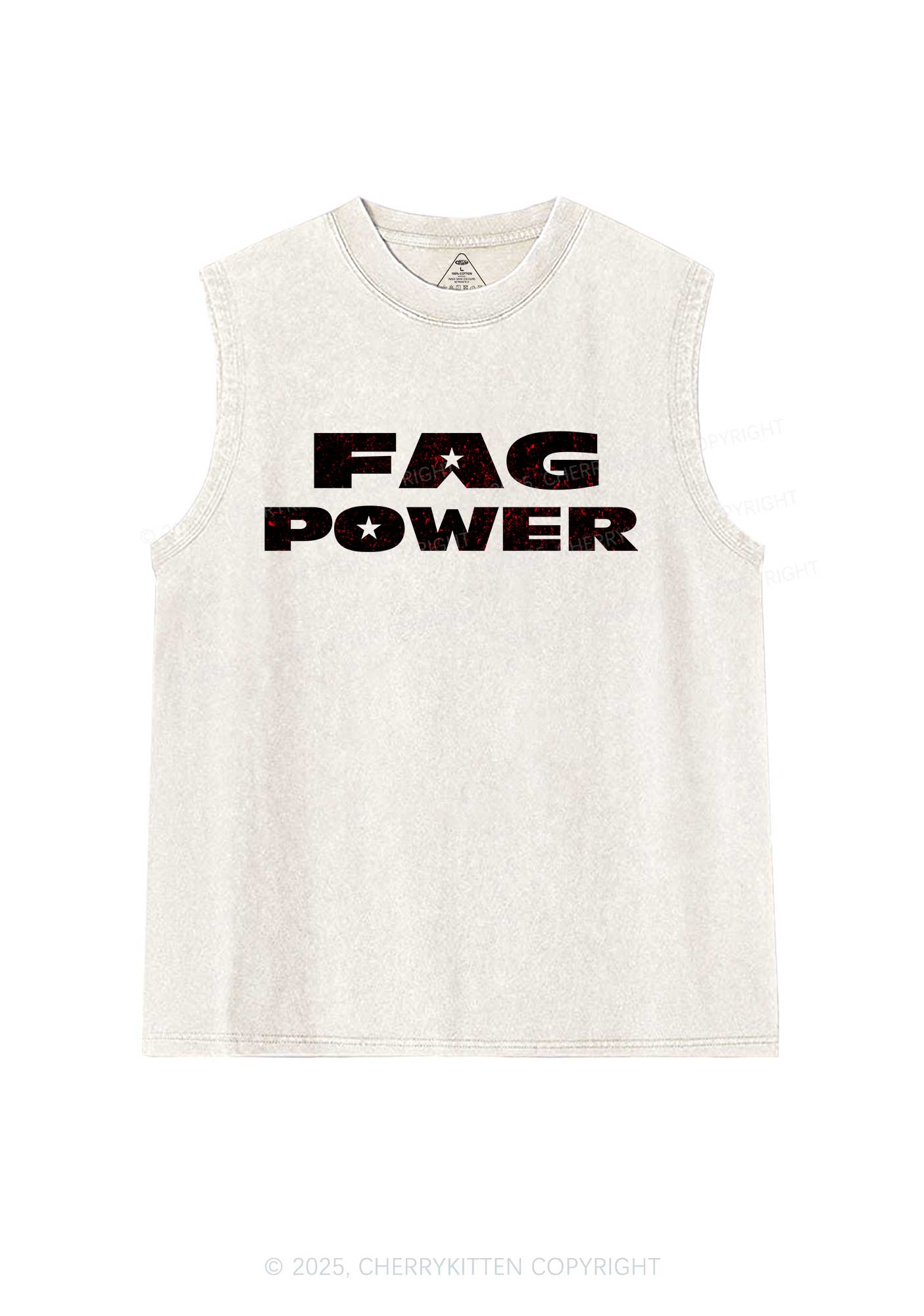 Fag Power Pride Y2K Washed Muscle Tank Cherrykitten - Image 4