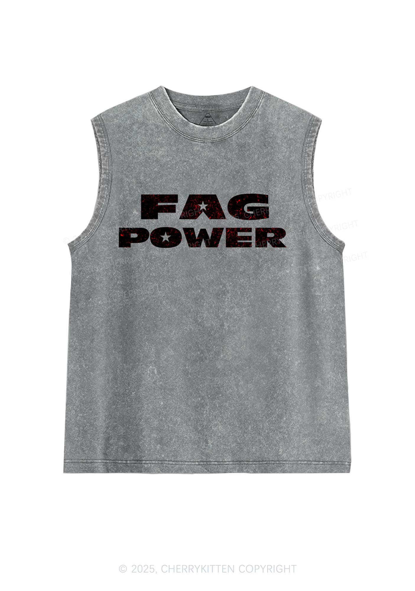 Fag Power Pride Y2K Washed Muscle Tank Cherrykitten - Image 5