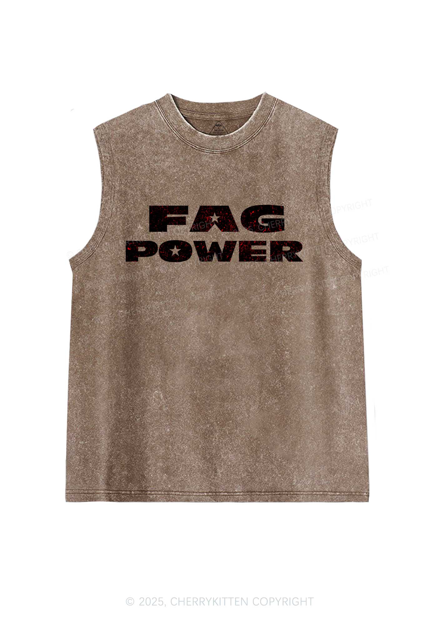 Fag Power Pride Y2K Washed Muscle Tank Cherrykitten - Image 6