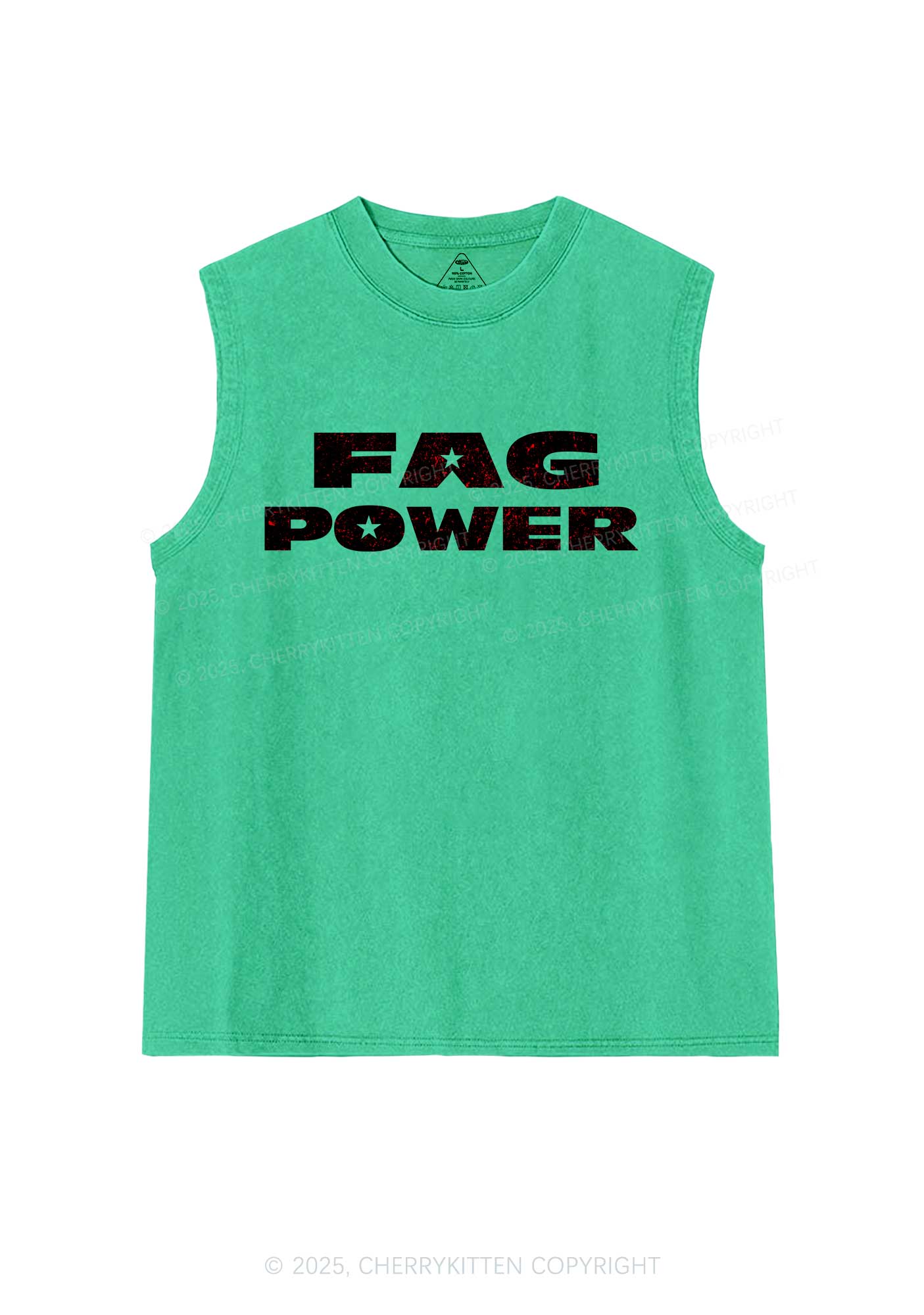 Fag Power Pride Y2K Washed Muscle Tank Cherrykitten - Image 7