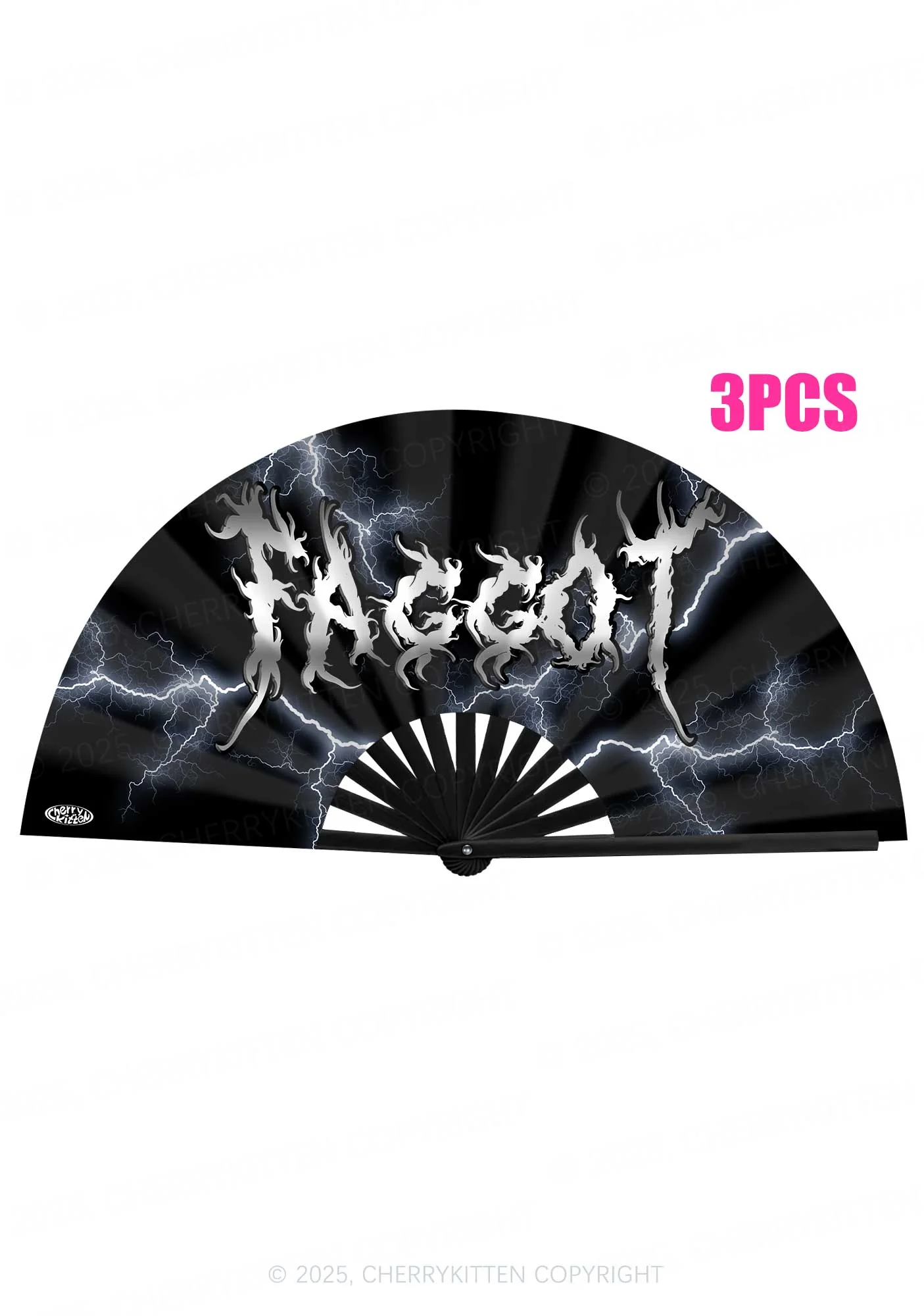 Faggot Lightning Pride Y2K Rave Hand Fan Cherrykitten - Image 3