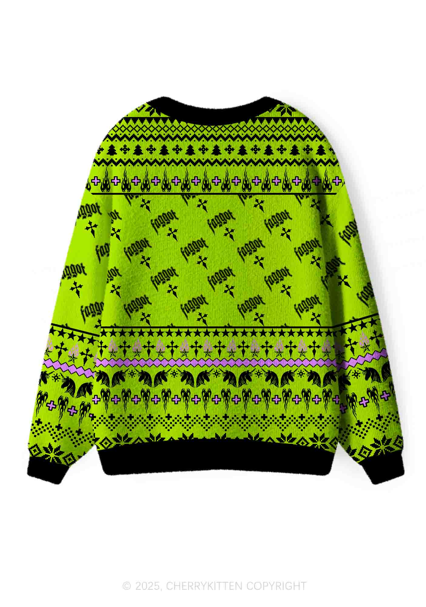 Faggot Pride Y2K Christmas Cardigan Knit Sweatshirt Cherrykitten - Image 2