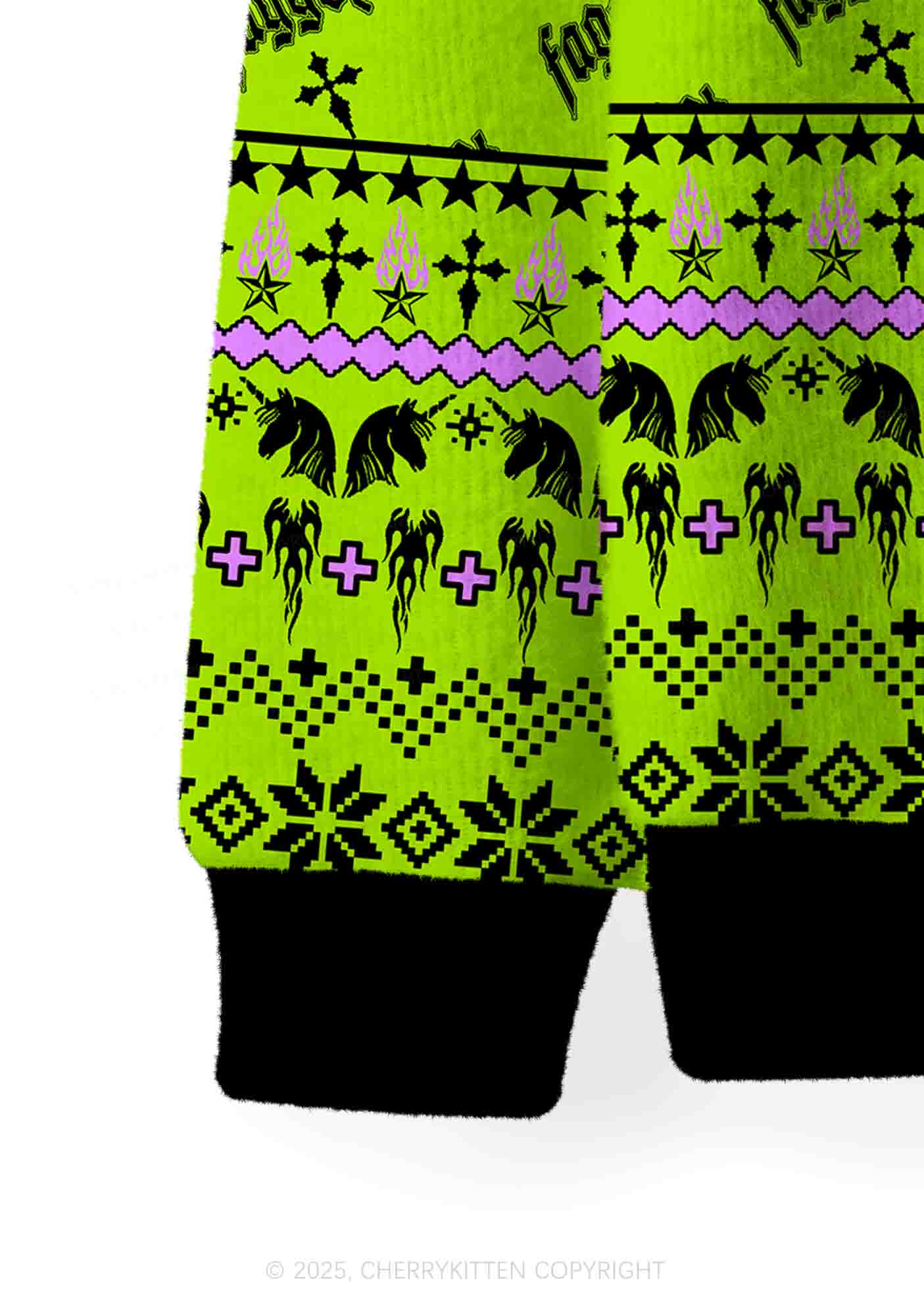 Faggot Pride Y2K Christmas Cardigan Knit Sweatshirt Cherrykitten - Image 4