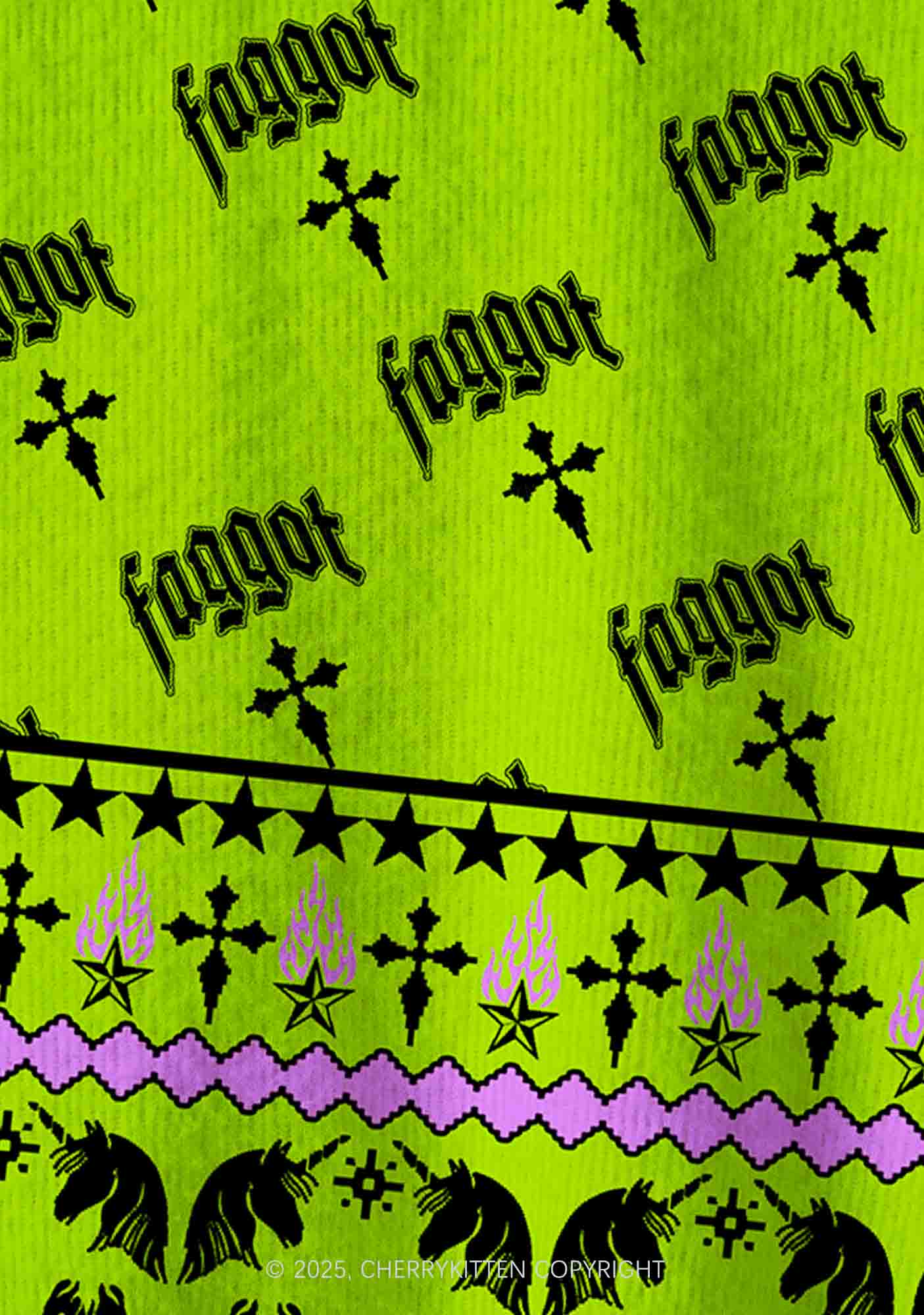 Faggot Pride Y2K Christmas Cardigan Knit Sweatshirt Cherrykitten - Image 5