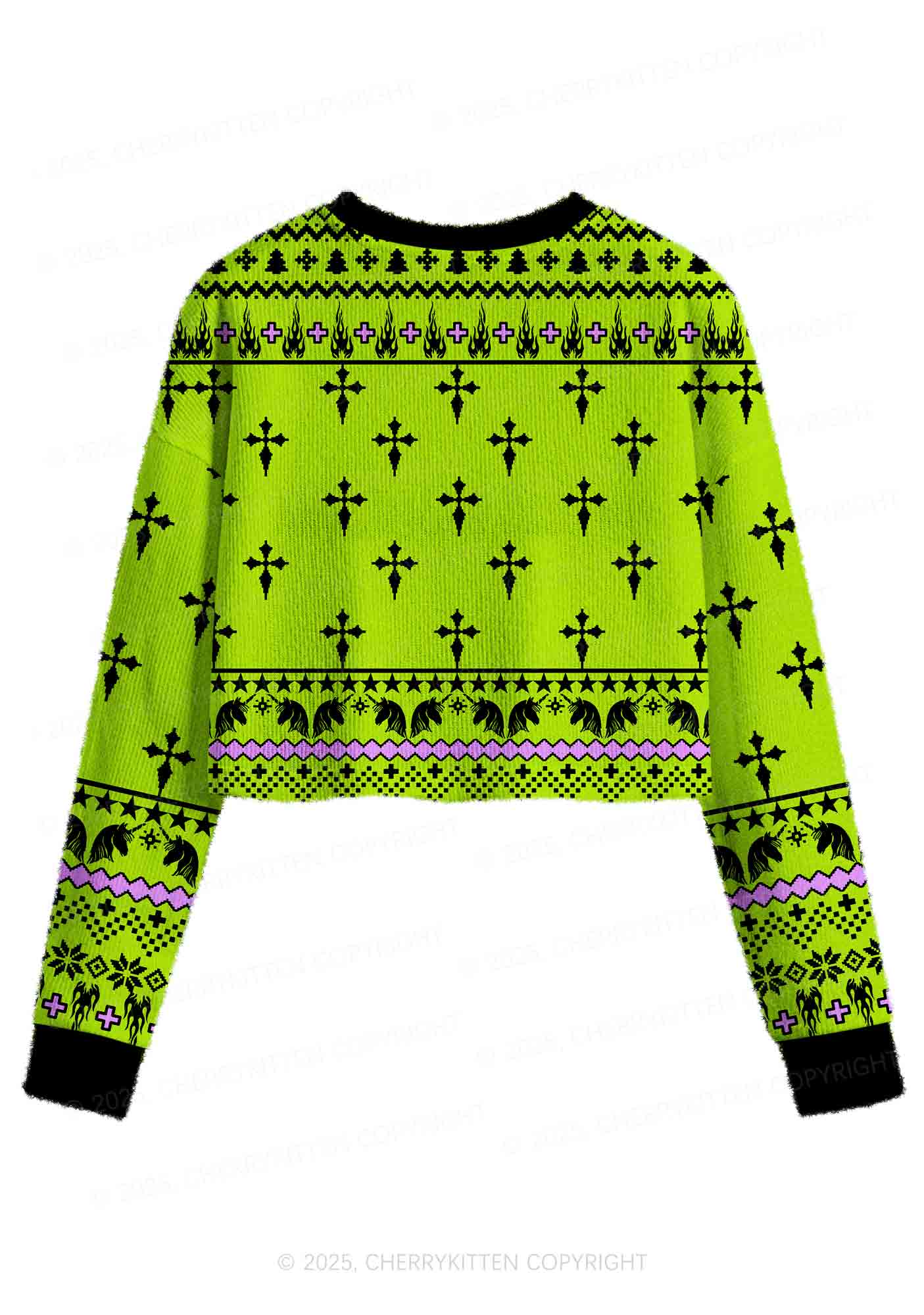 Faggot Pride Y2K Christmas Crop Knit Sweatshirt Cherrykitten - Image 2