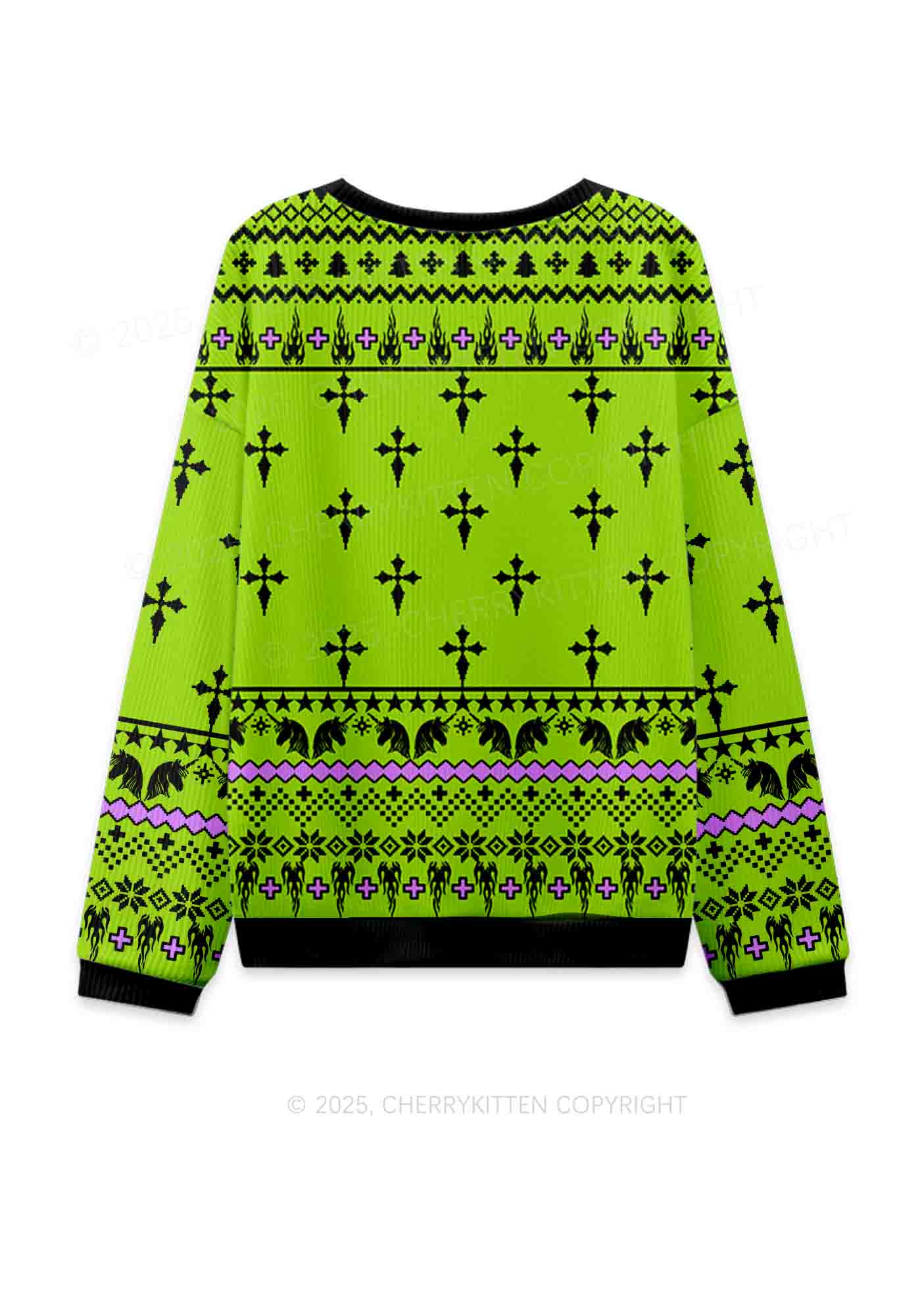 Faggot Pride Y2K Christmas Knit Sweatshirt Cherrykitten - Image 2