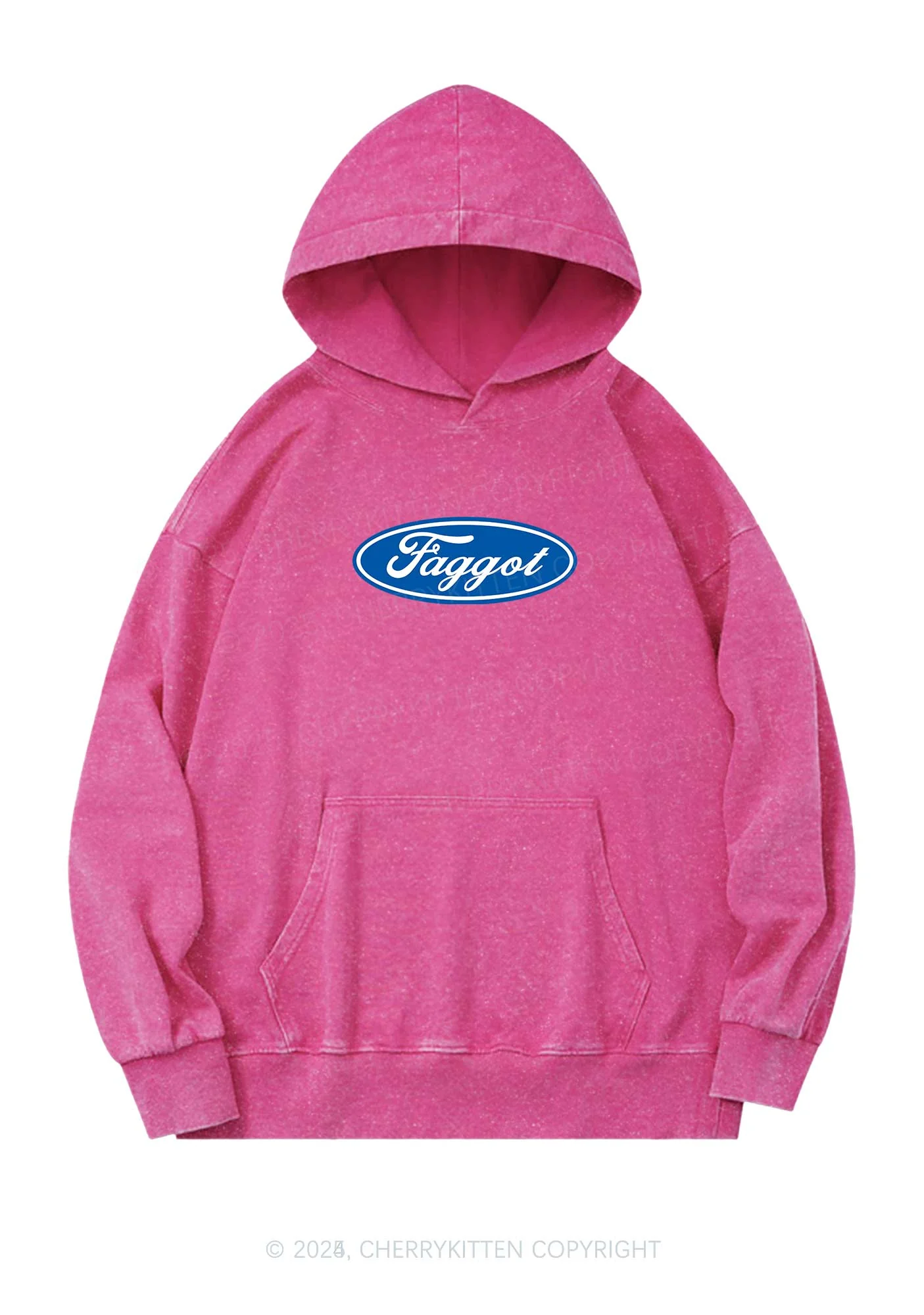 Faggot Pride Y2K Washed Hoodie Cherrykitten - Image 3
