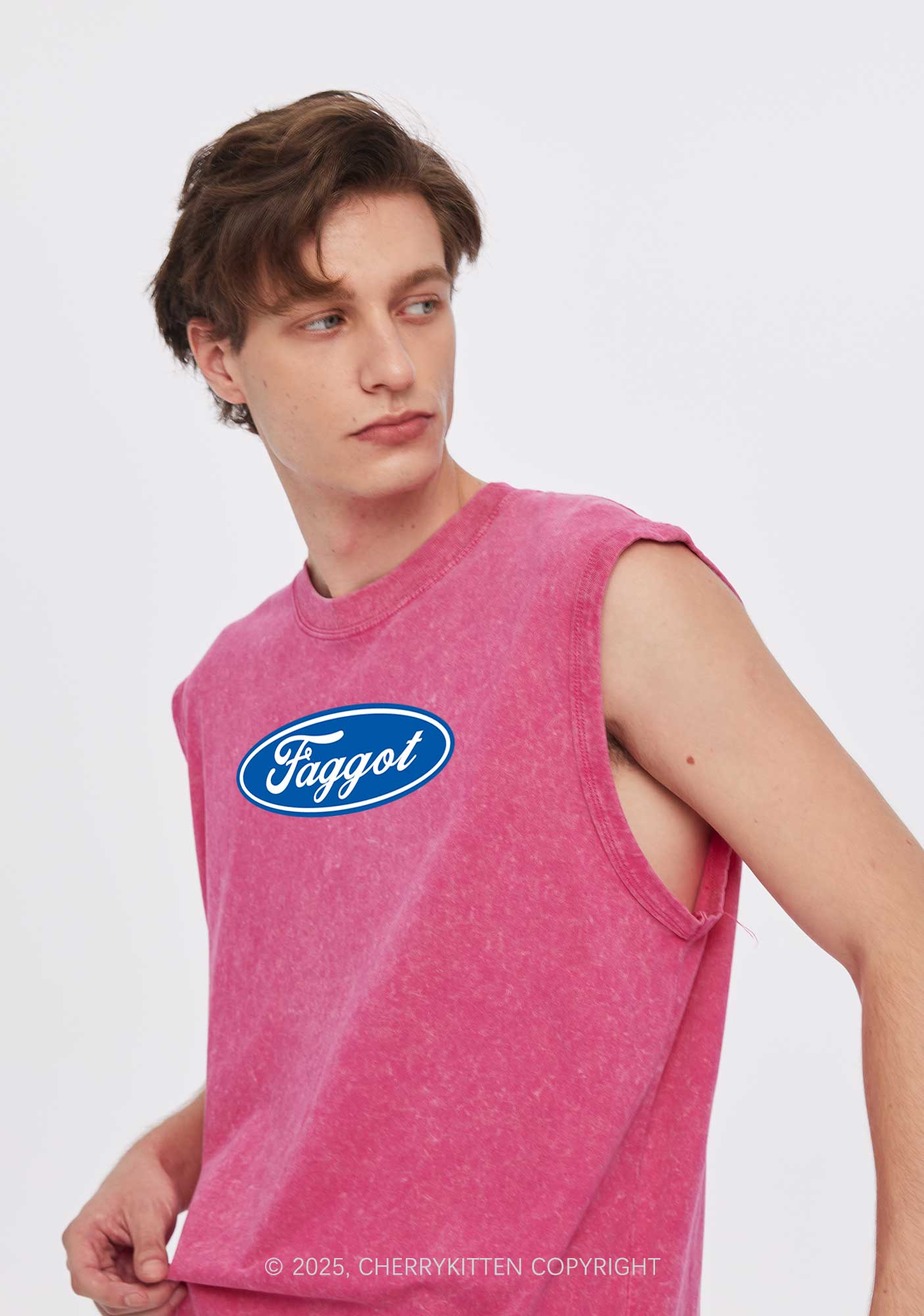 Faggot Pride Y2K Washed Muscle Tank Cherrykitten - Image 2