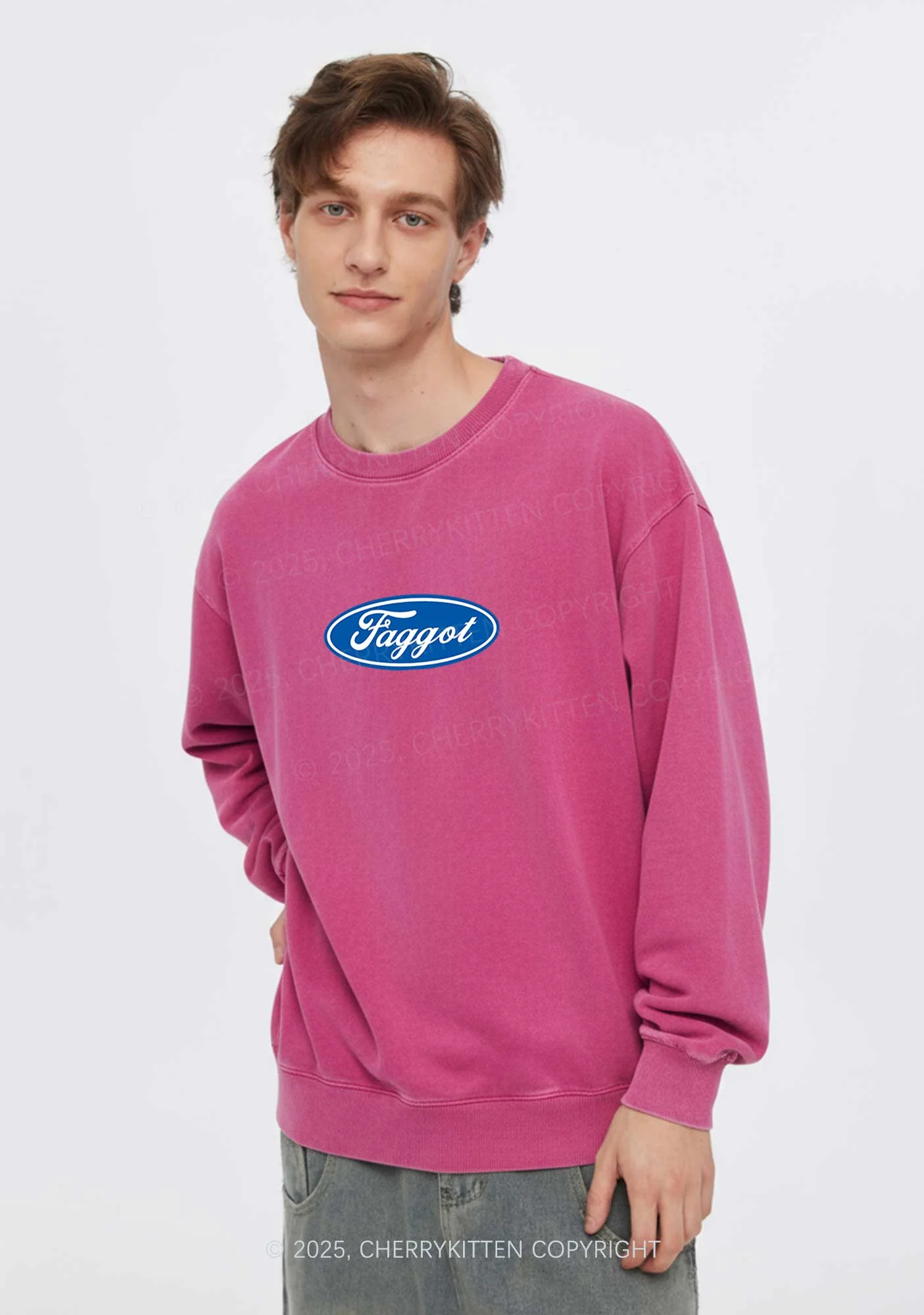 Faggot Pride Y2K Washed Sweatshirts Cherrykitten - Image 2