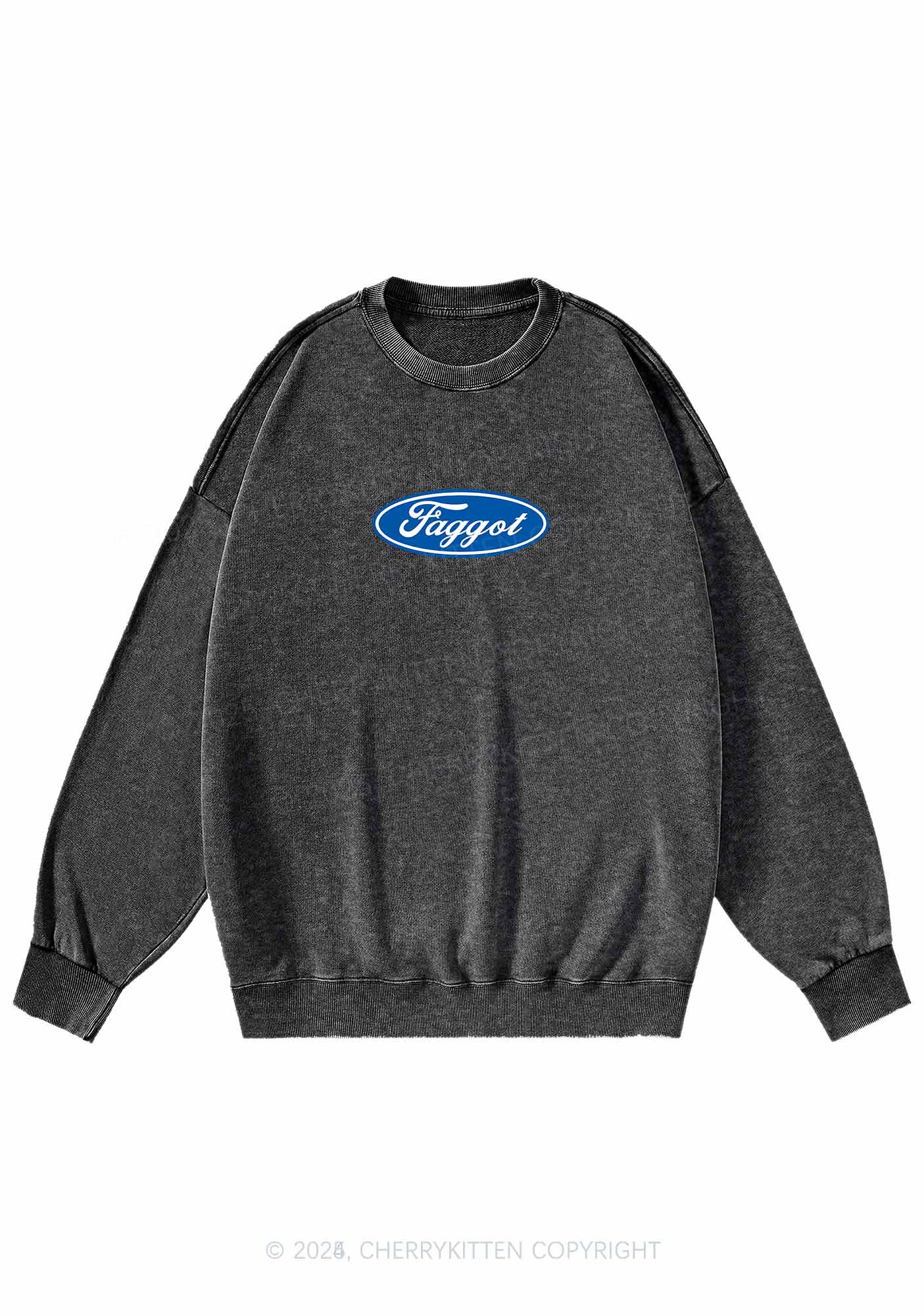 Faggot Pride Y2K Washed Sweatshirts Cherrykitten - Image 3