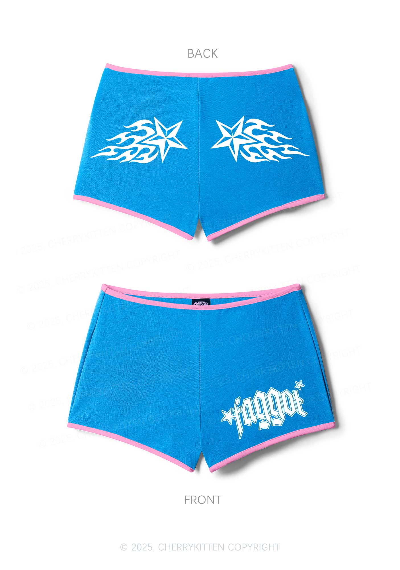 Faggot Star Pride Y2K Booty Shorts Cherrykitten - Image 4