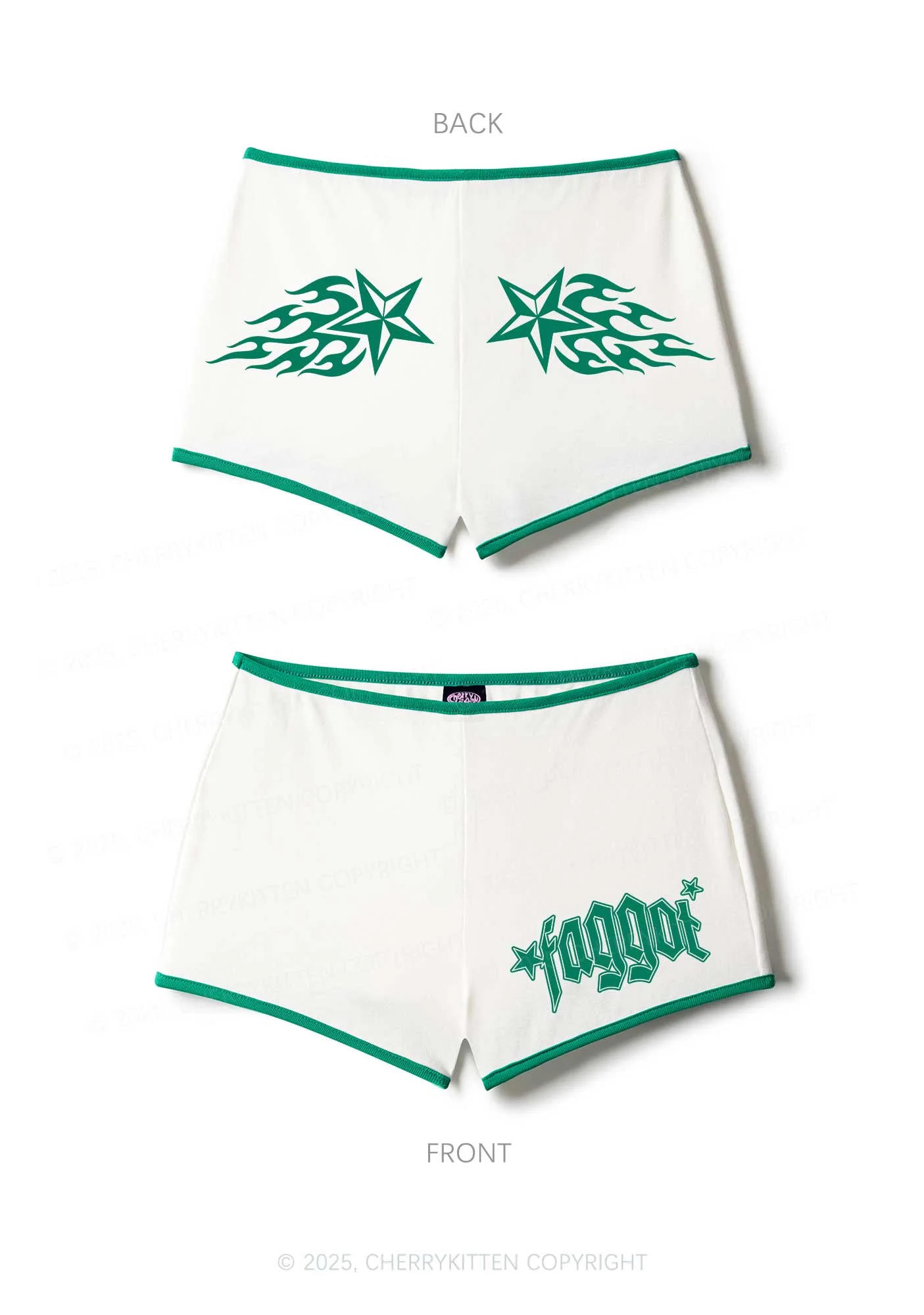 Faggot Star Pride Y2K Booty Shorts Cherrykitten - Image 5