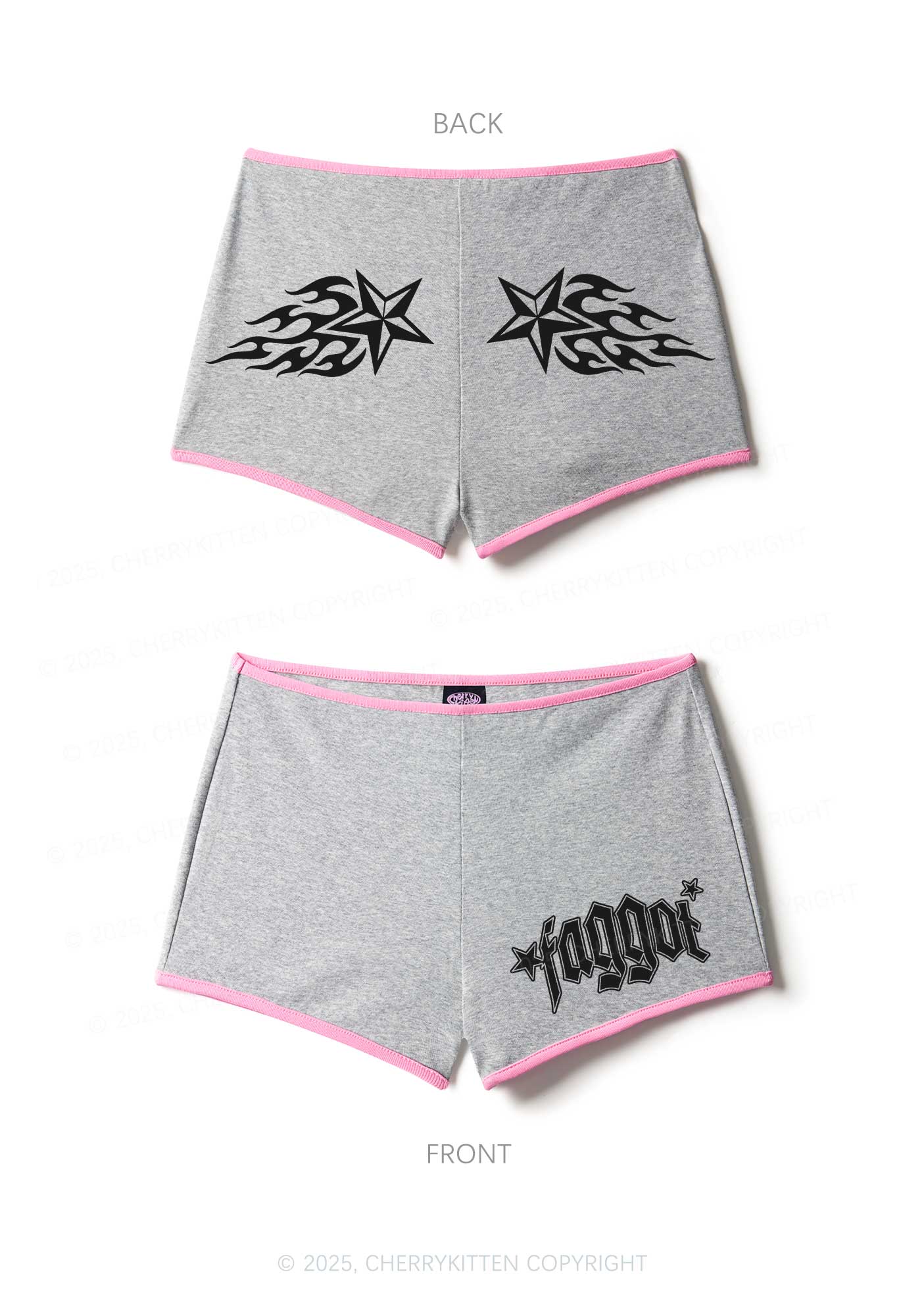 Faggot Star Pride Y2K Booty Shorts Cherrykitten - Image 7