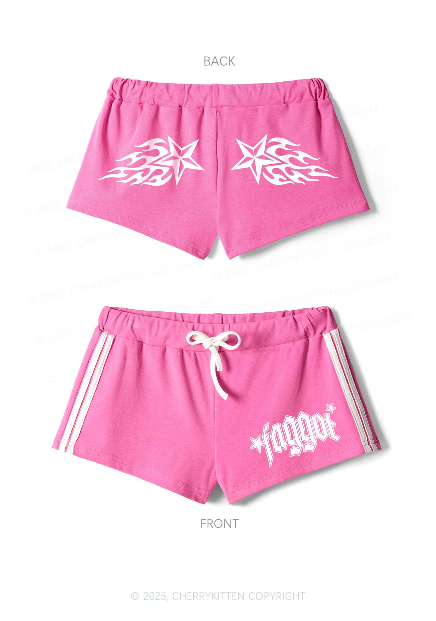 Faggot Star Pride Y2K Drawstring Mini Shorts Cherrykitten - Image 4
